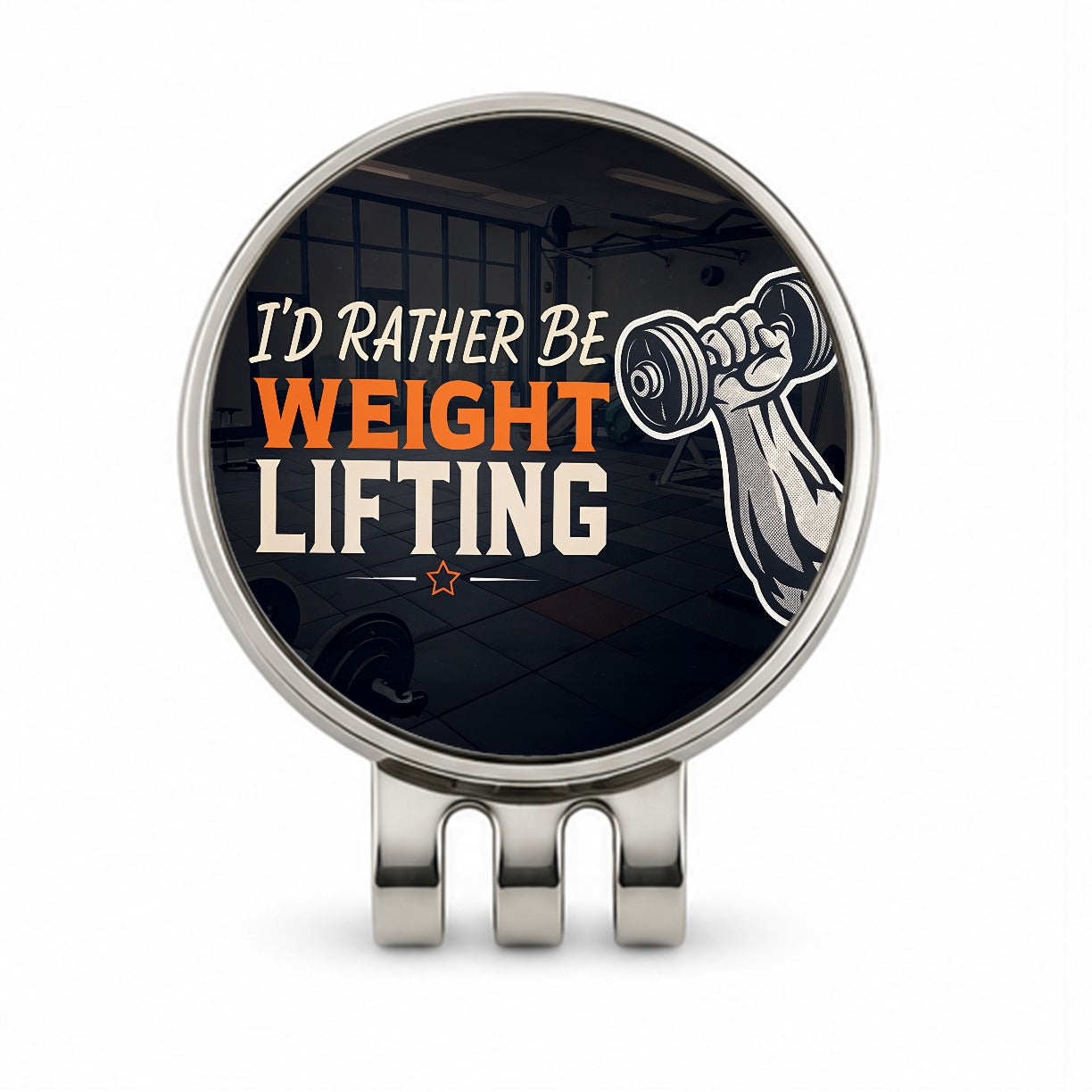 I'd Rather Be Weight Lifting Dumbbell Golf Hat Clip with Ball Marker