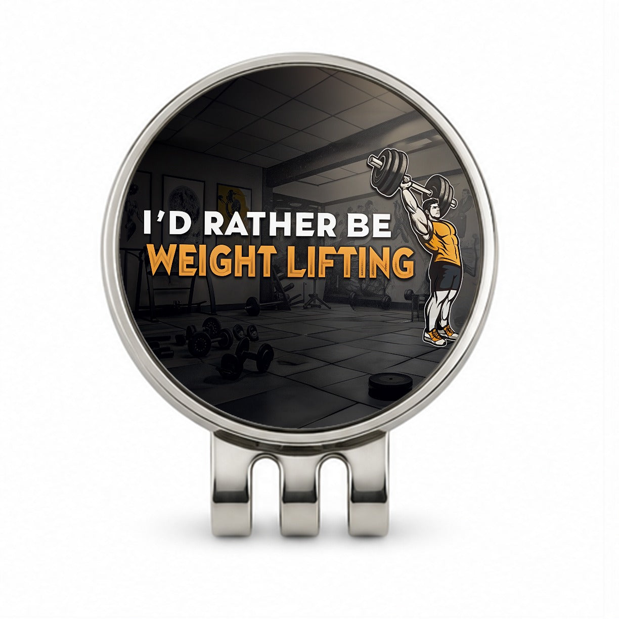I'd Rather Be Weight Lifting Gym Golf Hat Clip with Ball Marker