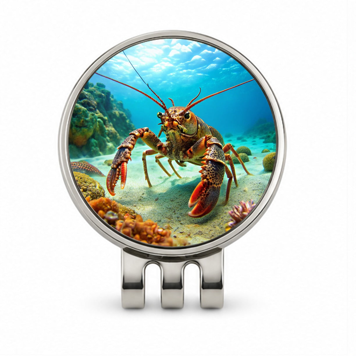 Lobster In The Ocean Golf Hat Clip with Ball Marker