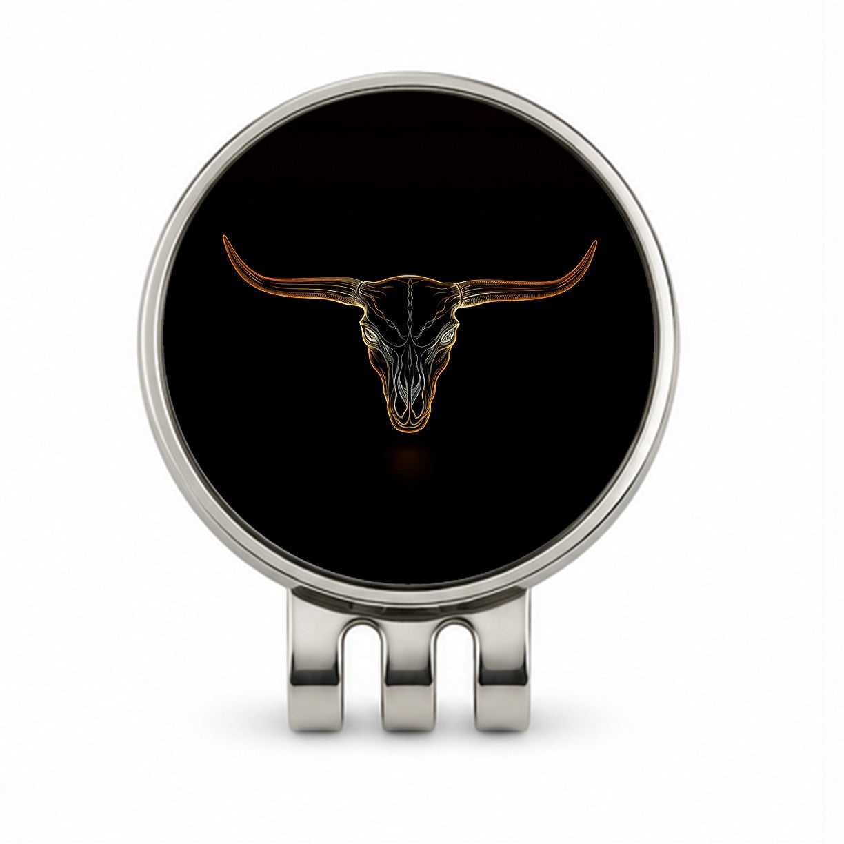 Longhorn Cattle Skull Outline Golf Hat Clip with Ball Marker