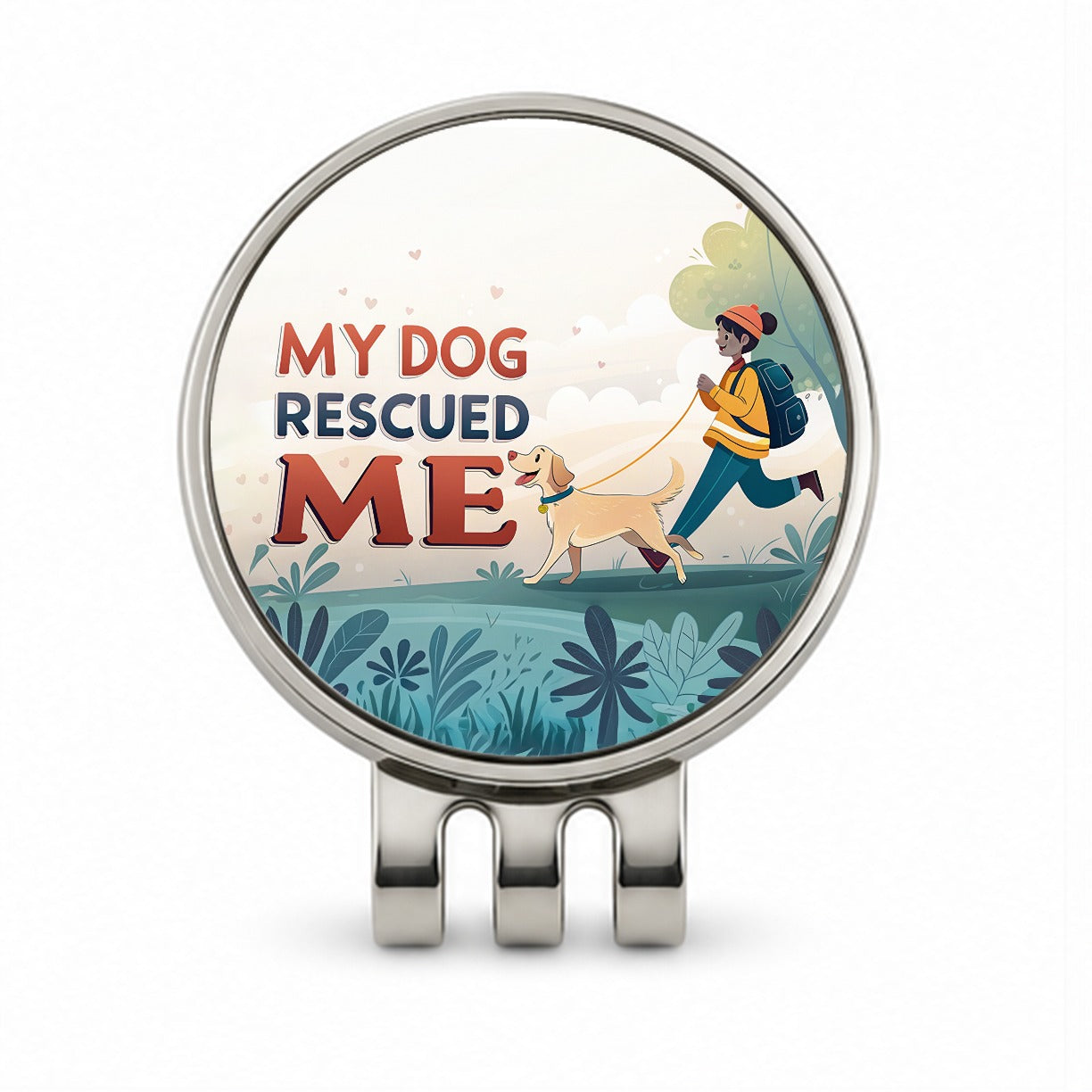 My Dog Rescued Me Pet Adoption Golf Hat Clip with Ball Marker