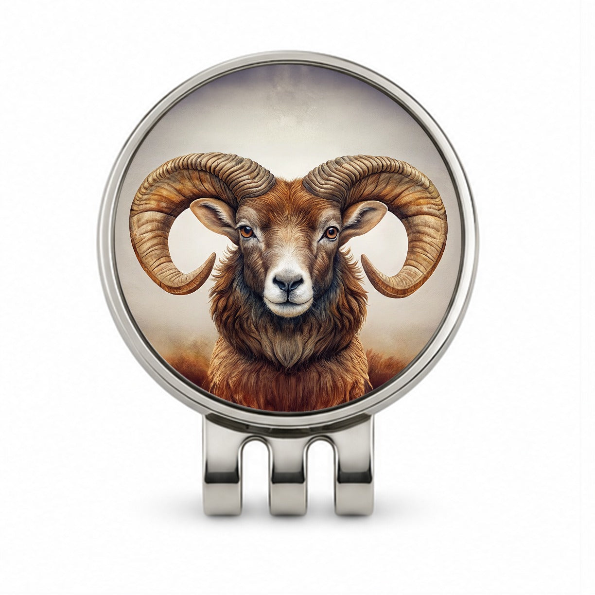 Ram's Head Golf Hat Clip with Ball Marker