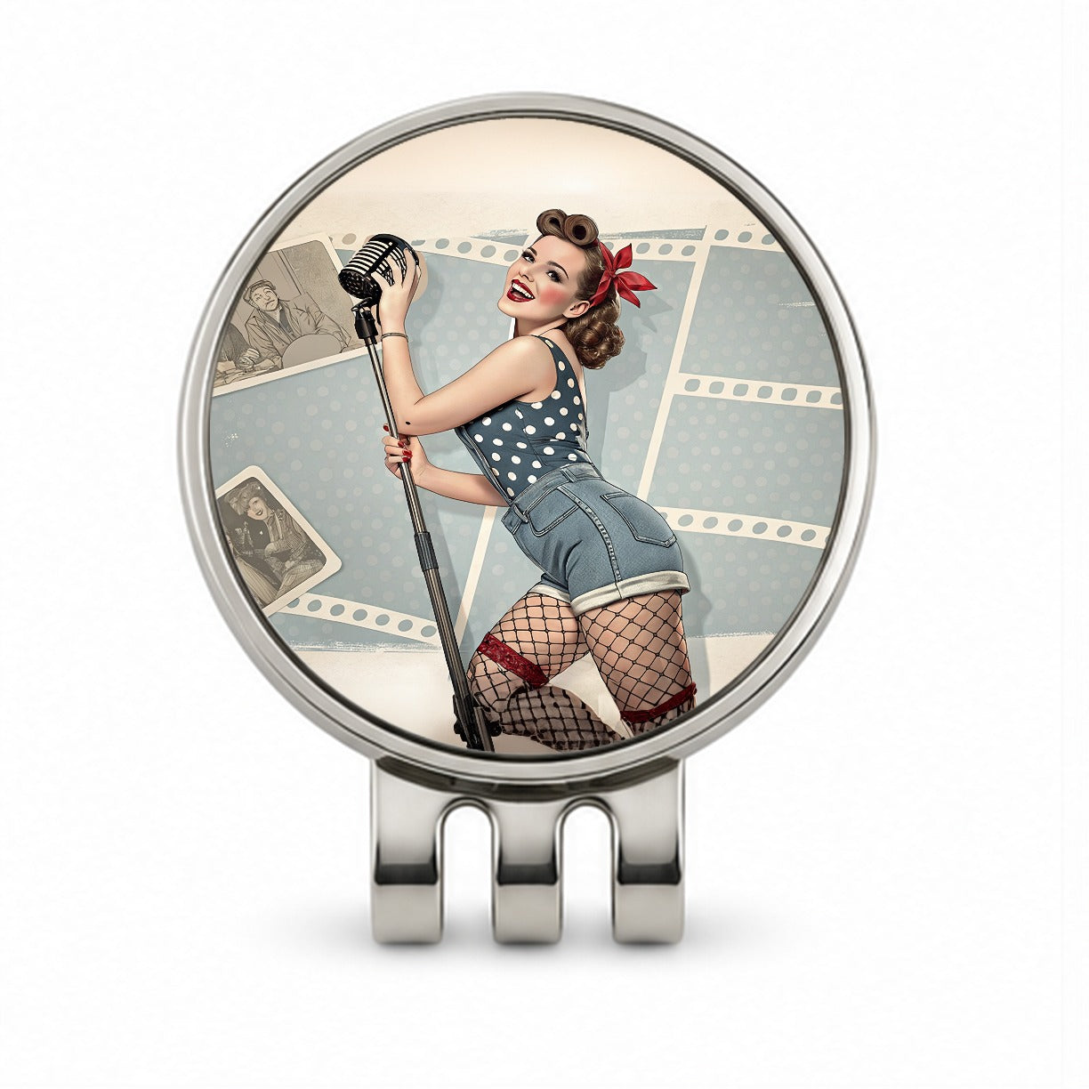 Rockabilly Retro 50's Pin-Up Girl Golf Hat Clip with Ball Marker