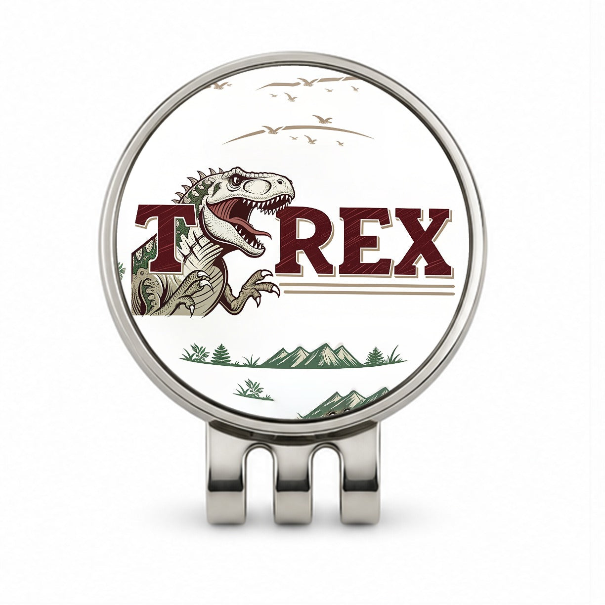 Tyrannosaurus T-Rex Dinosaur Cartoon Golf Hat Clip with Ball Marker