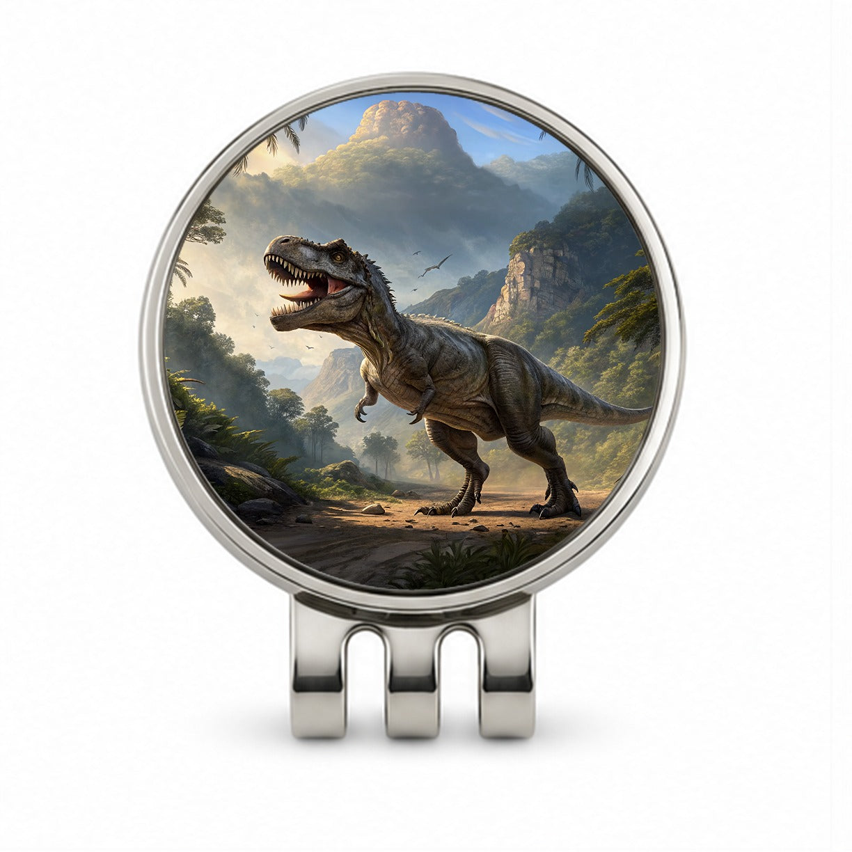Tyrannosaurus T-Rex Dinosaur in the Wild Golf Hat Clip with Ball Marker