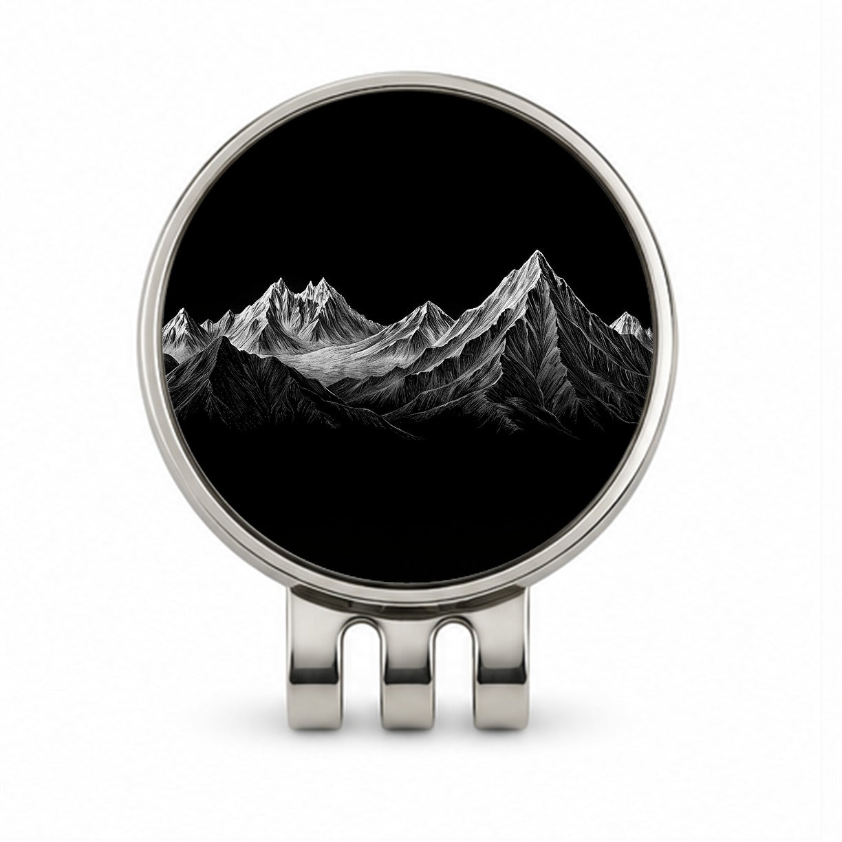 White Mountains On Black Outdoors Hiking Camping Golf Hat Clip with Ball Marker