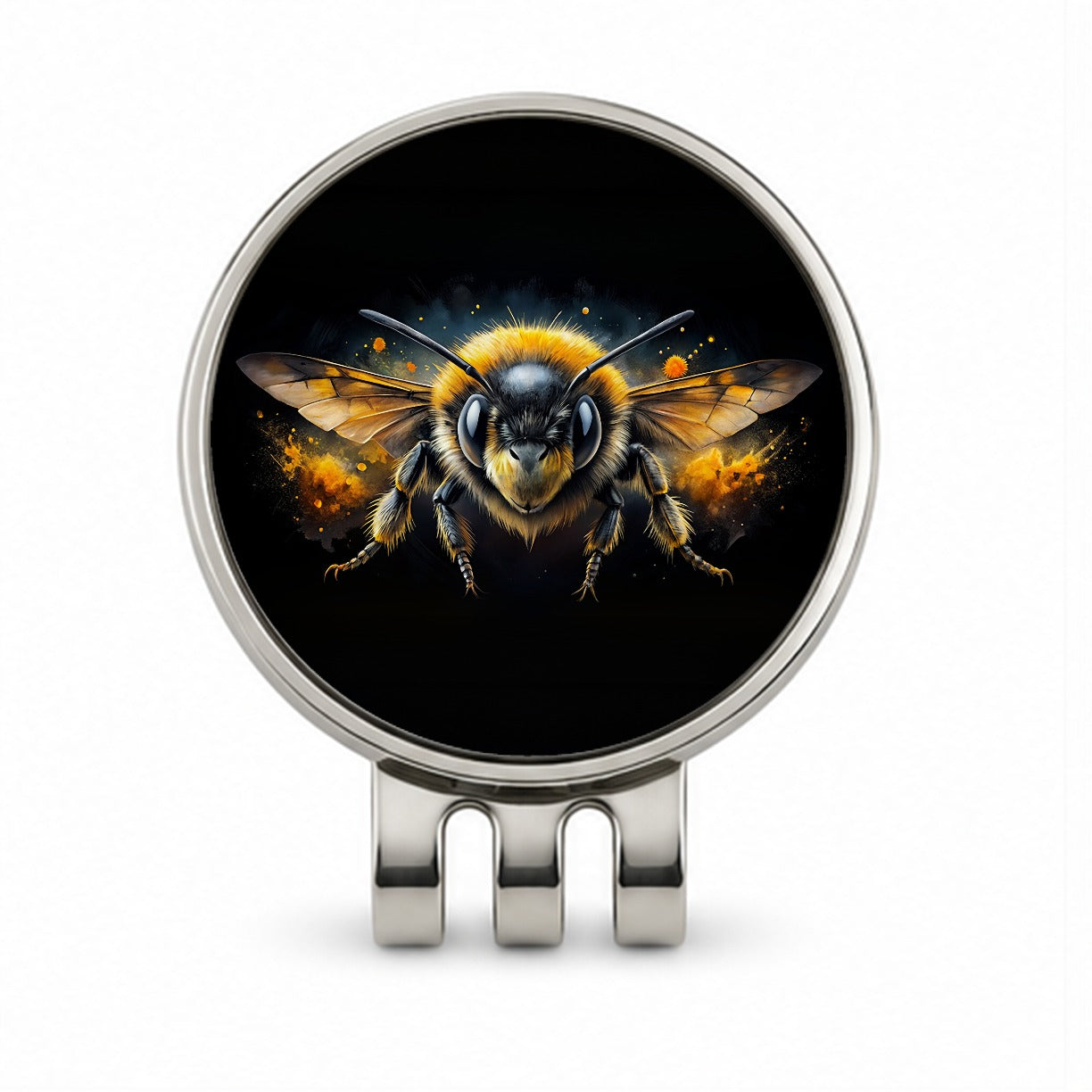 Angry Bumblebee Watercolor Golf Hat Clip with Ball Marker