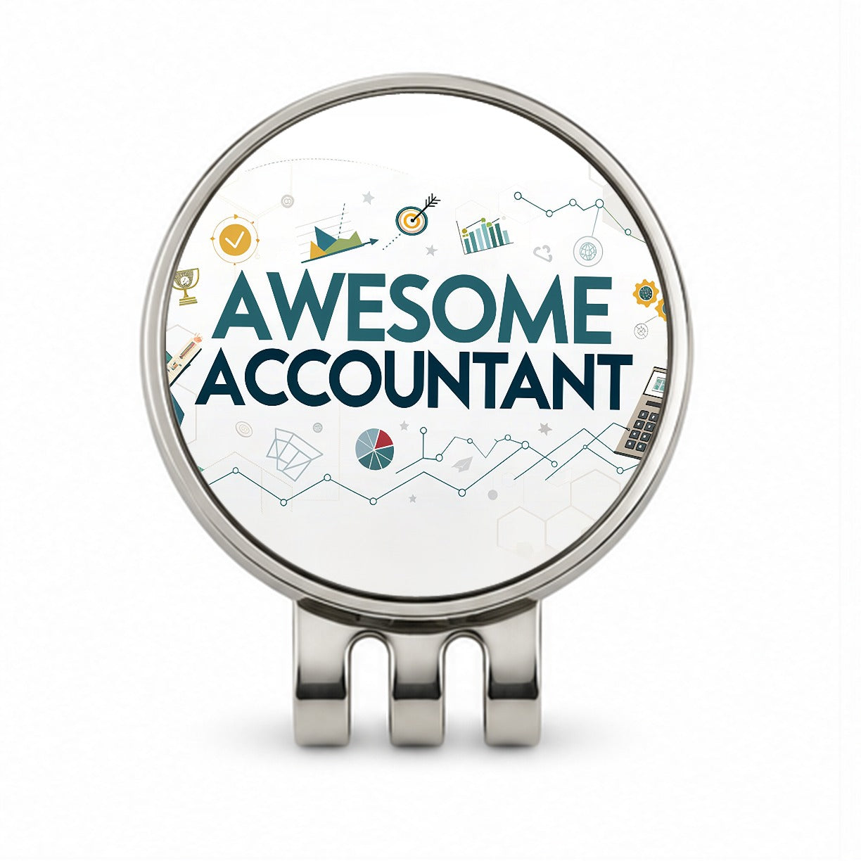 Awesome Accountant Inspirational Golf Hat Clip with Ball Marker
