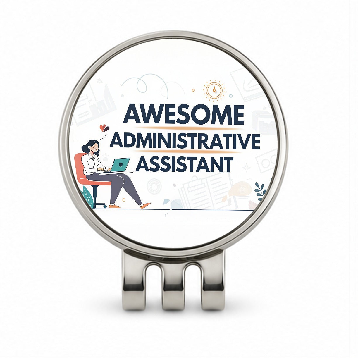 Awesome Administrative Assistant Inspirational Golf Hat Clip with Ball Marker