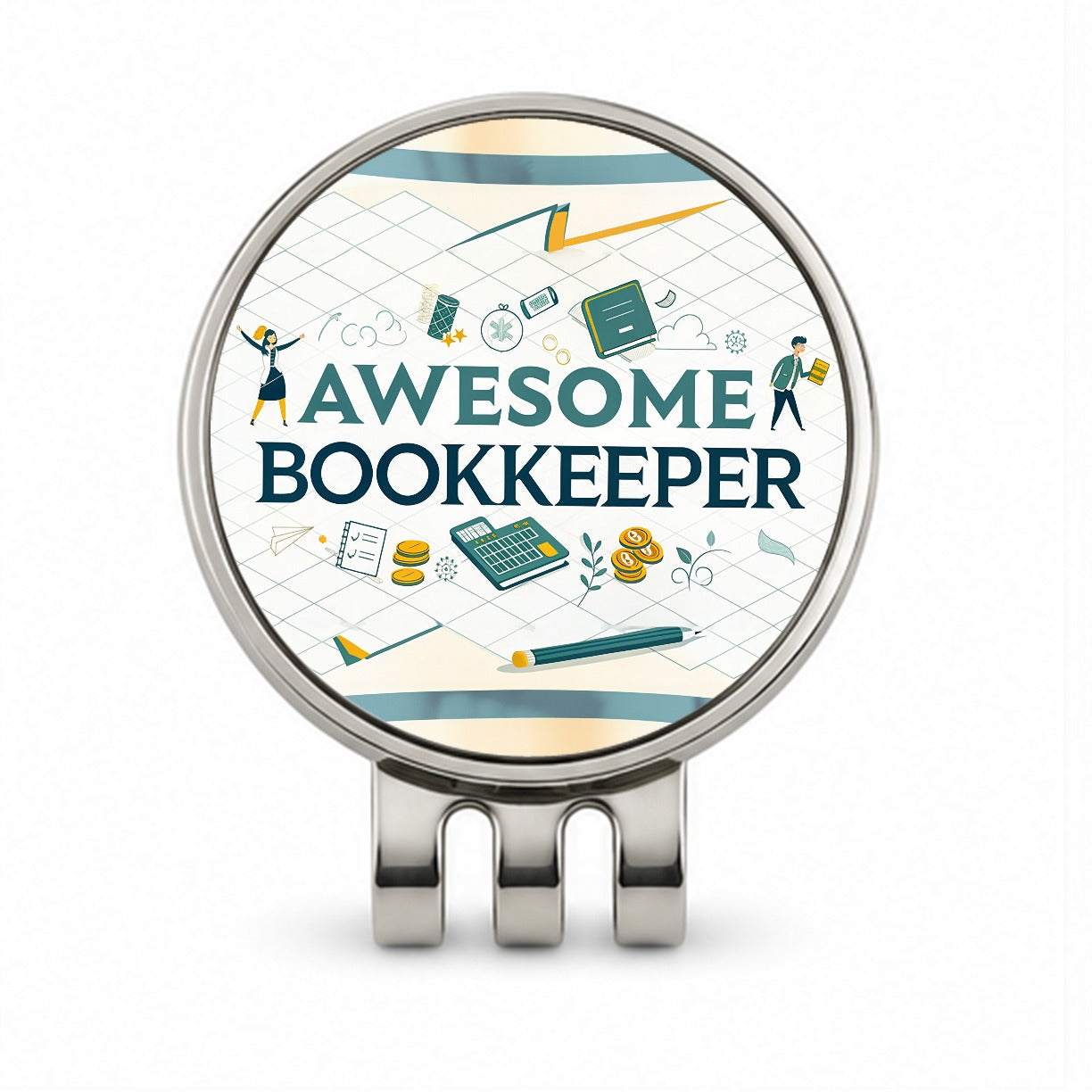 Awesome Bookkeeper Inspirational Golf Hat Clip with Ball Marker