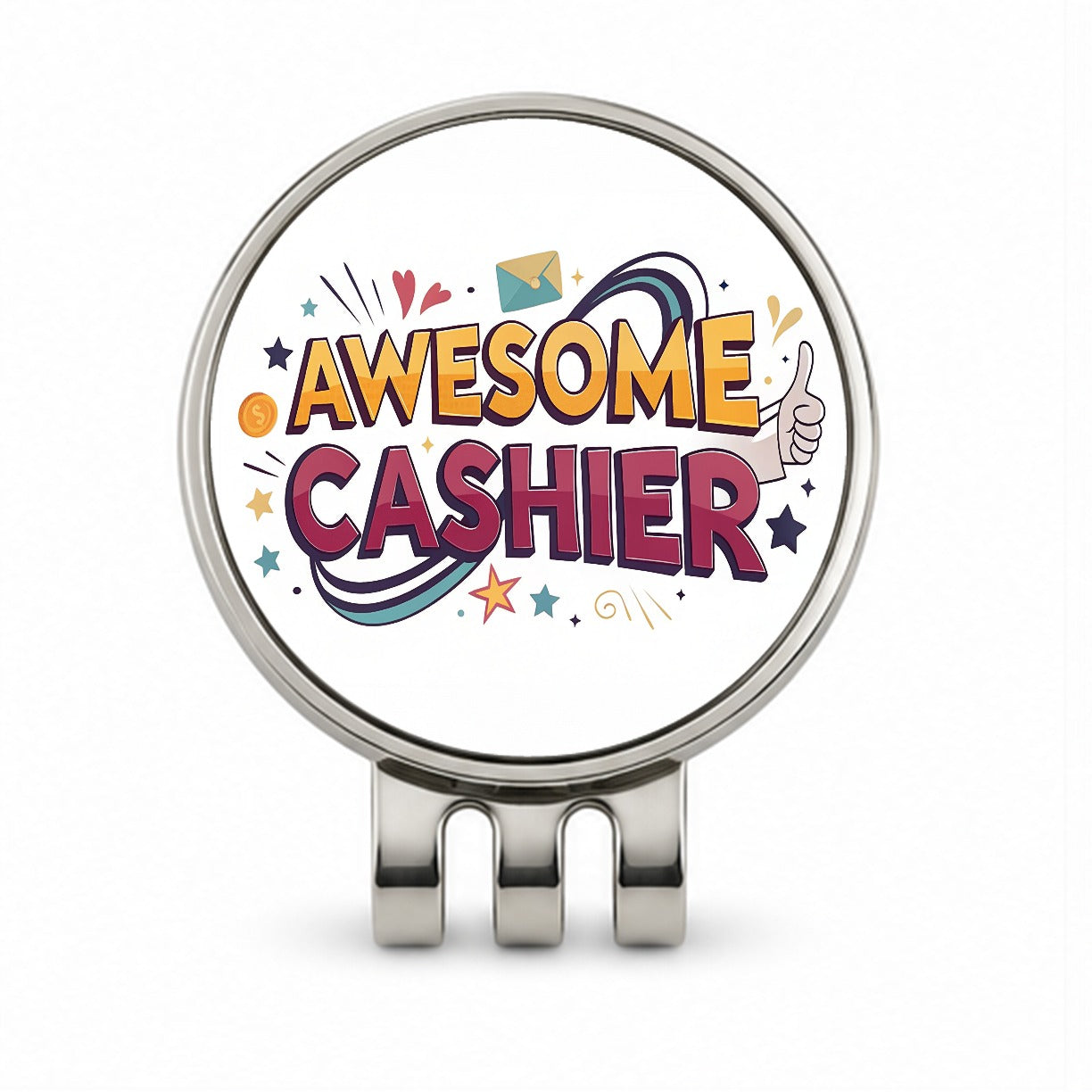 Awesome Cashier Inspirational Golf Hat Clip with Ball Marker