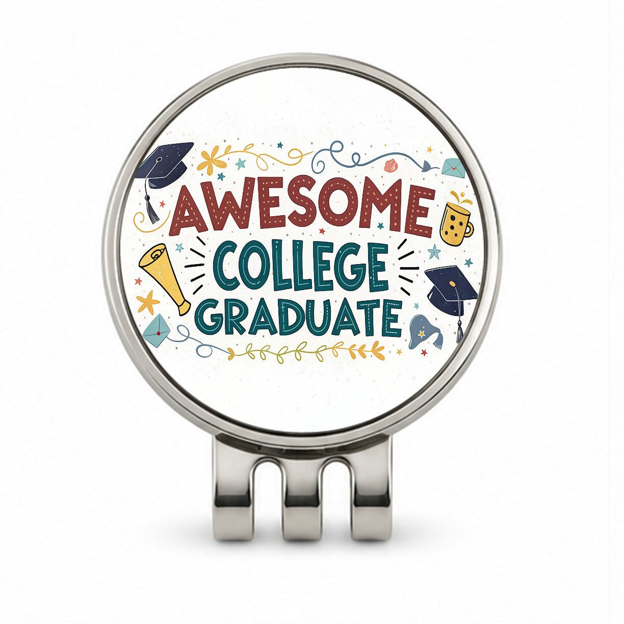 Awesome College Graduate Graduation Inspirational Golf Hat Clip with Ball Marker