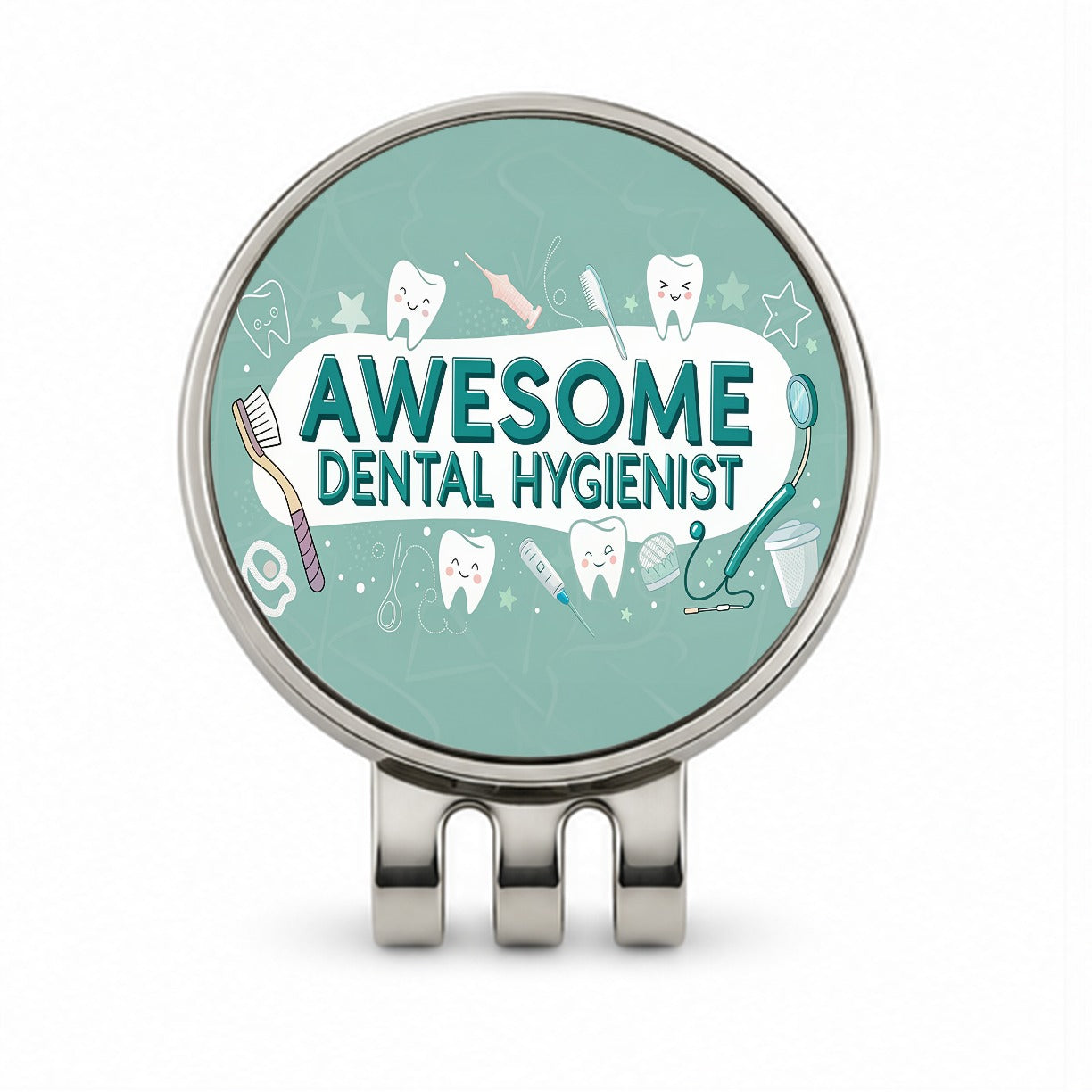 Awesome Dental Hygienist Inspirational Golf Hat Clip with Ball Marker