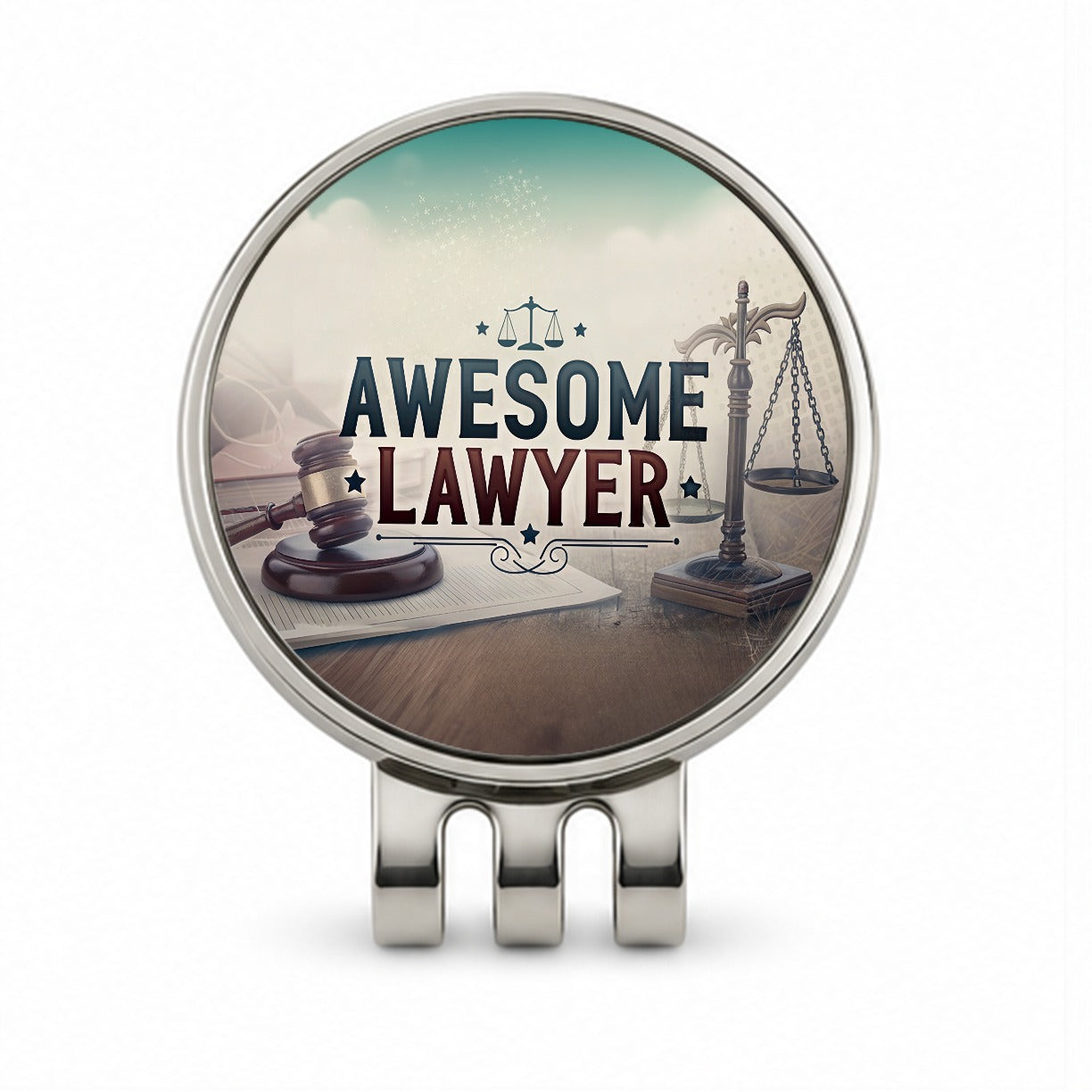 Awesome Lawyer Inspirational Scales of Justice Golf Hat Clip with Ball Marker