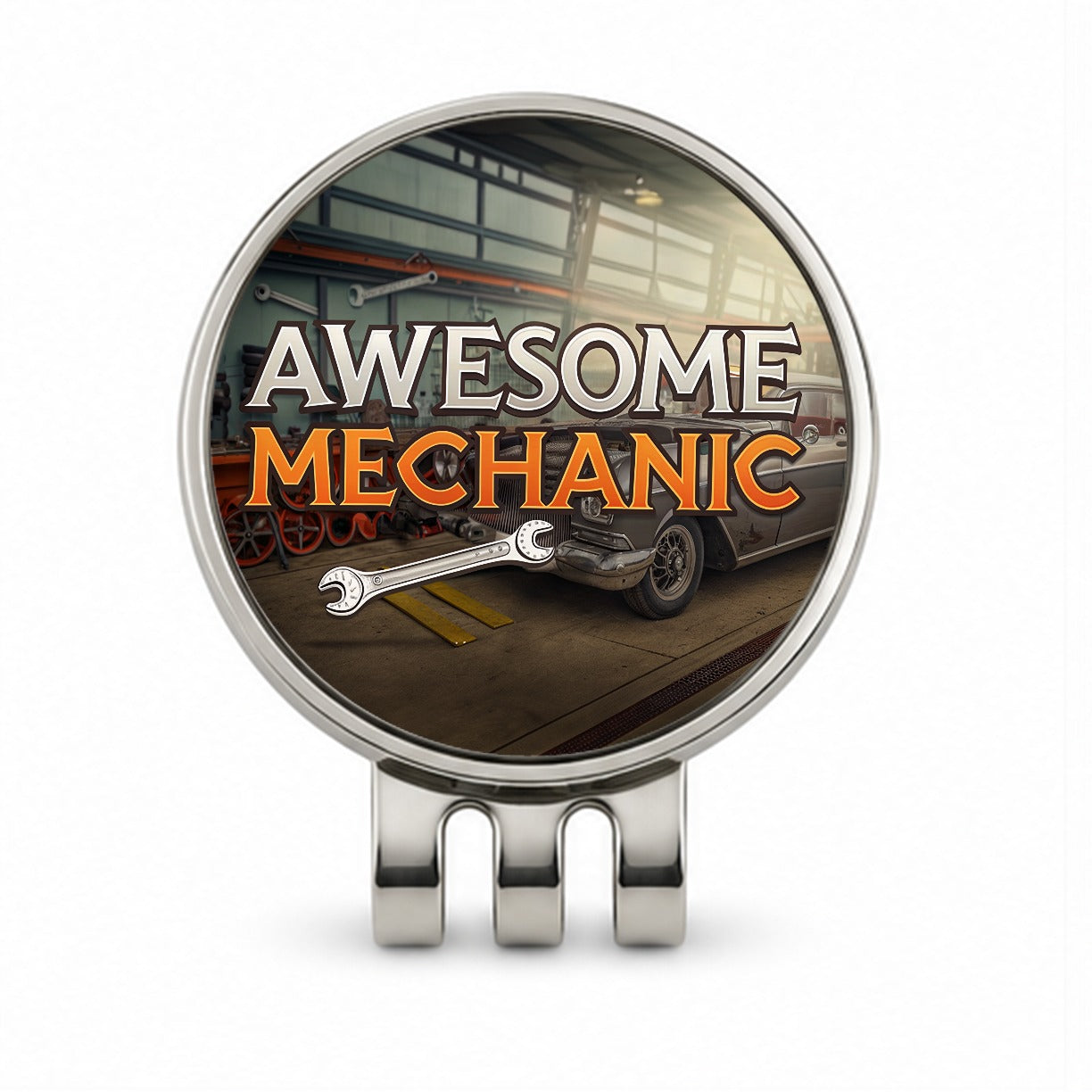 Awesome Mechanic Automotive Garage Inspirational Golf Hat Clip with Ball Marker