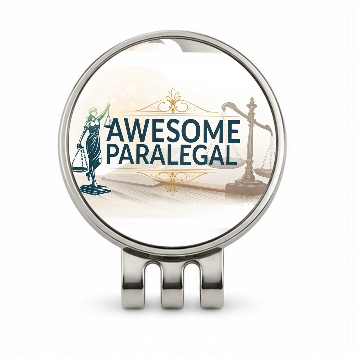 Awesome Paralegal Scales of Justice Inspirational Golf Hat Clip with Ball Marker
