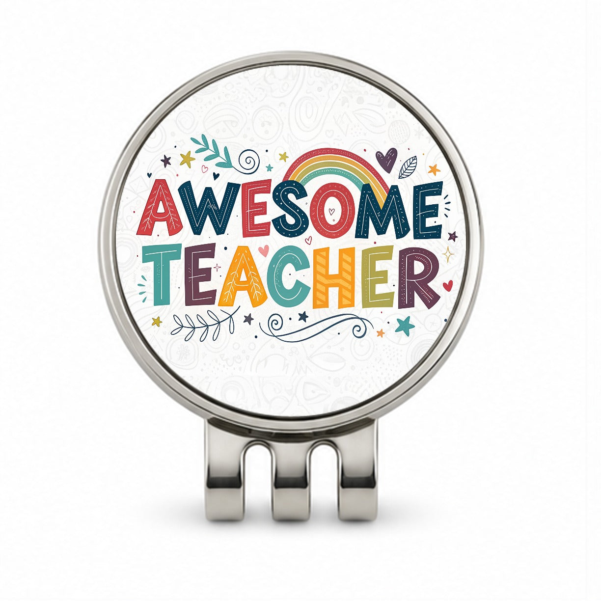 Awesome Teacher Inspirational Golf Hat Clip with Ball Marker