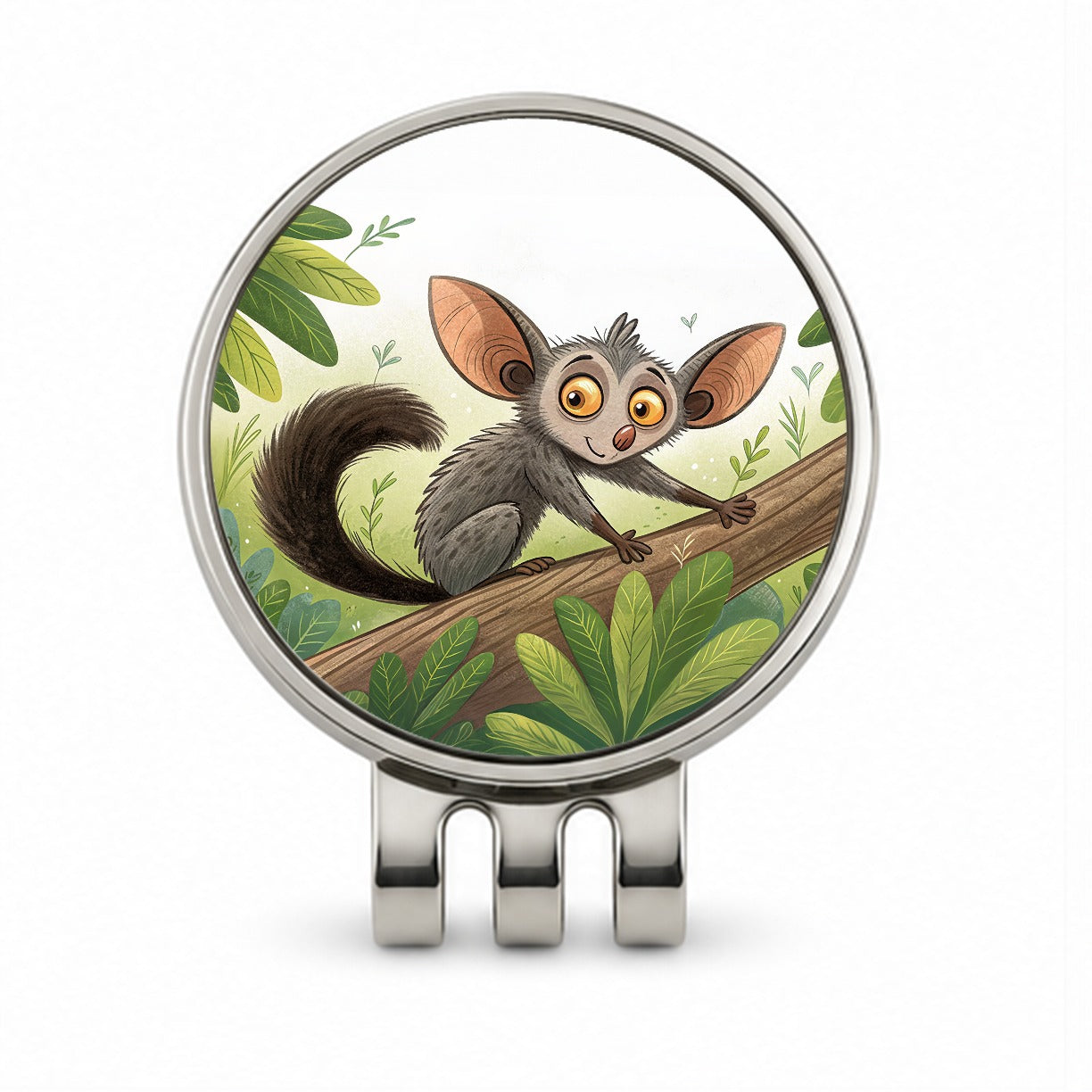 Aye Aye Children's Illustration Style Golf Hat Clip with Ball Marker