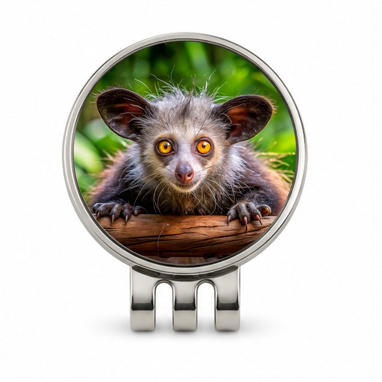 Aye Aye Long Fingered Lemur Golf Hat Clip with Ball Marker