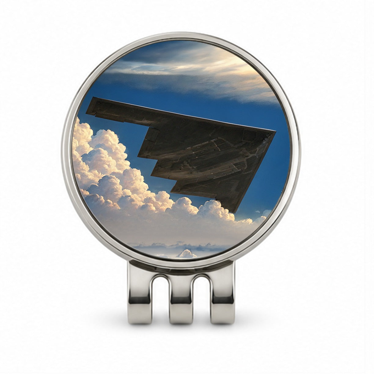 B-2 Spirit Stealth Bomber Airplane In Flight Illustration Golf Hat Clip with Ball Marker