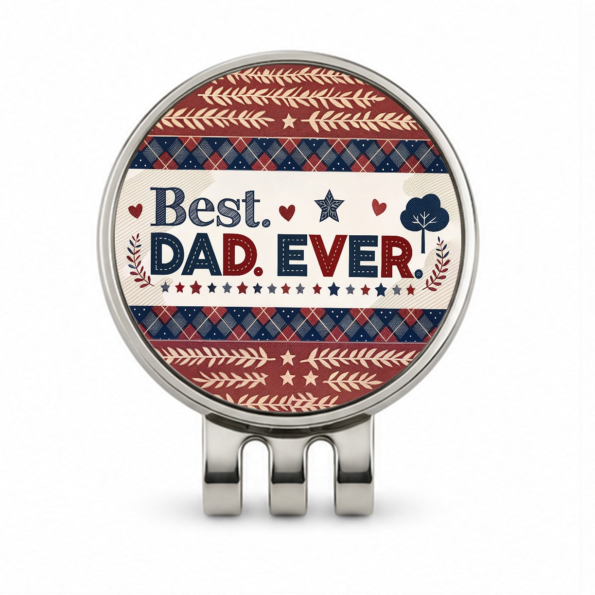 Best Dad Ever Plaid Father's Day Golf Hat Clip with Ball Marker