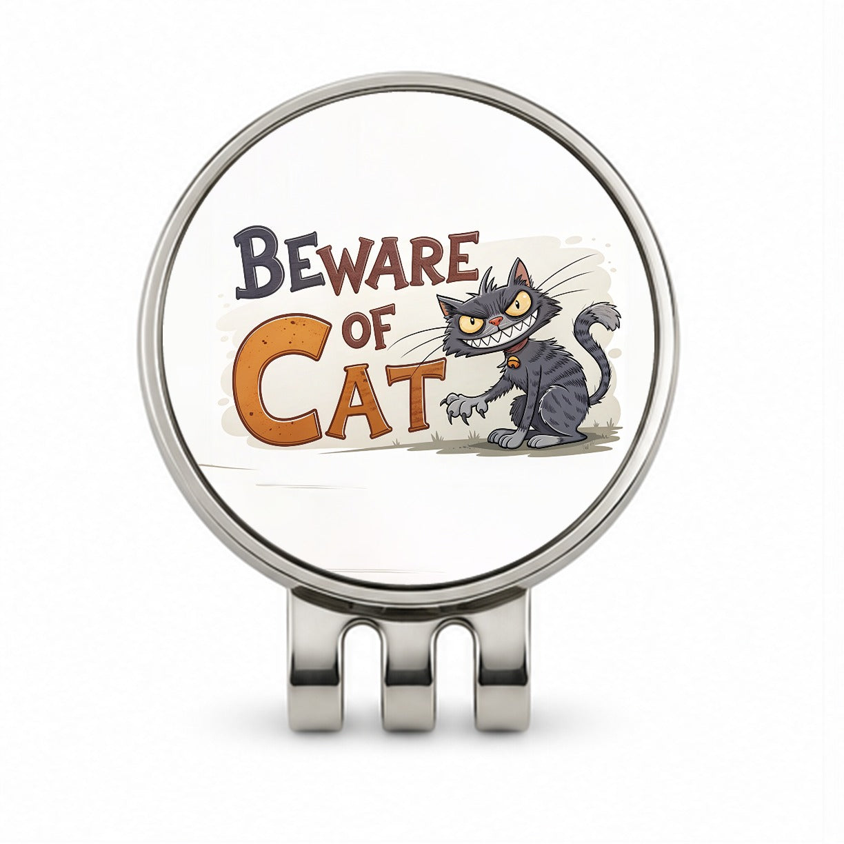 Beware Of Cat Funny Golf Hat Clip with Ball Marker