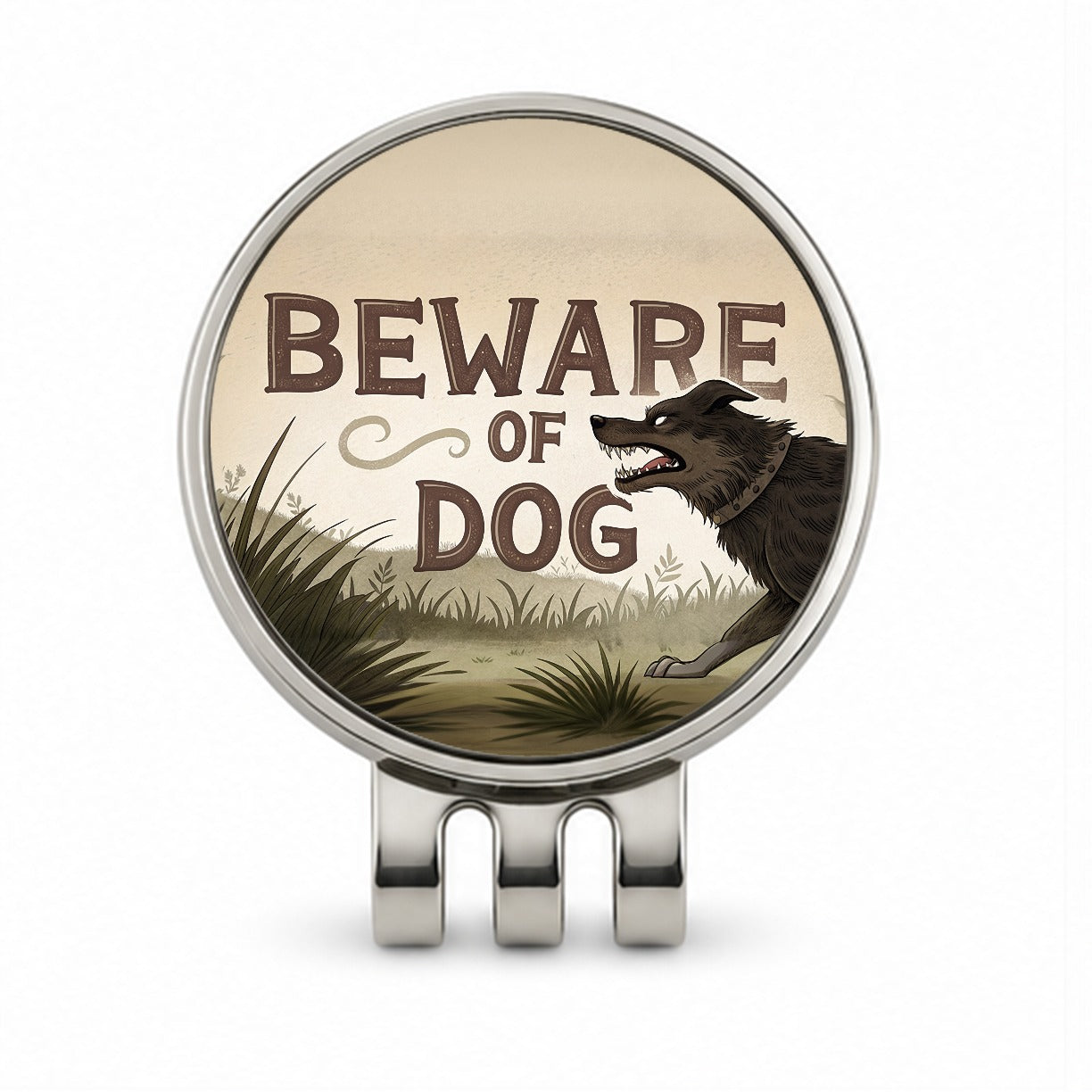 Beware Of Dog Mean Golf Hat Clip with Ball Marker