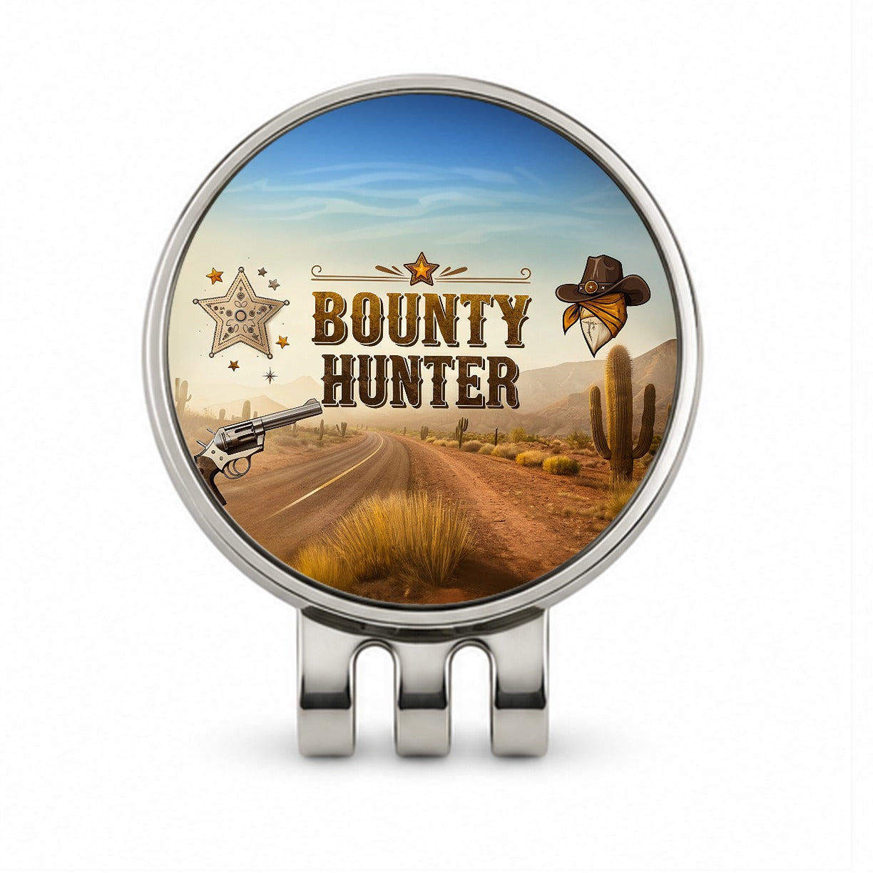 Bounty Hunter Western Cowboy Golf Hat Clip with Ball Marker