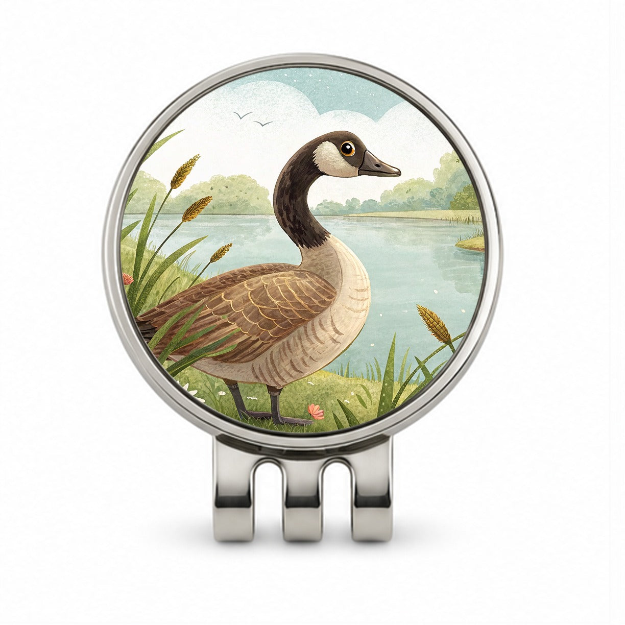 Canadian Canada Goose Children's Illustration Style Golf Hat Clip with Ball Marker