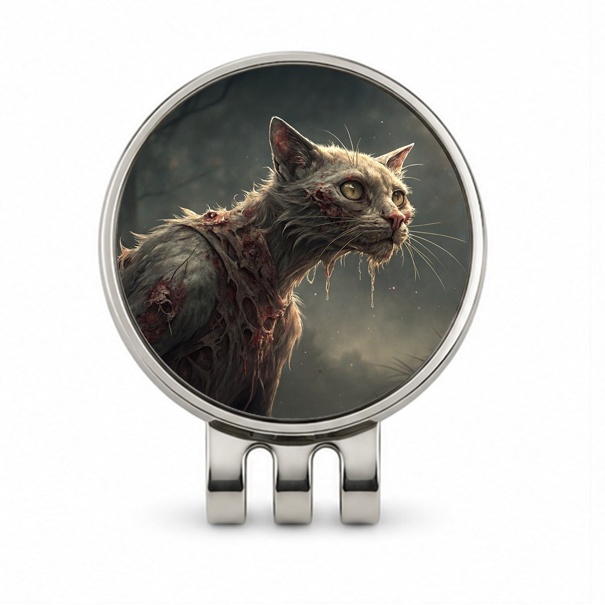 Cat Zombie Creepy Scary Halloween Golf Hat Clip with Ball Marker