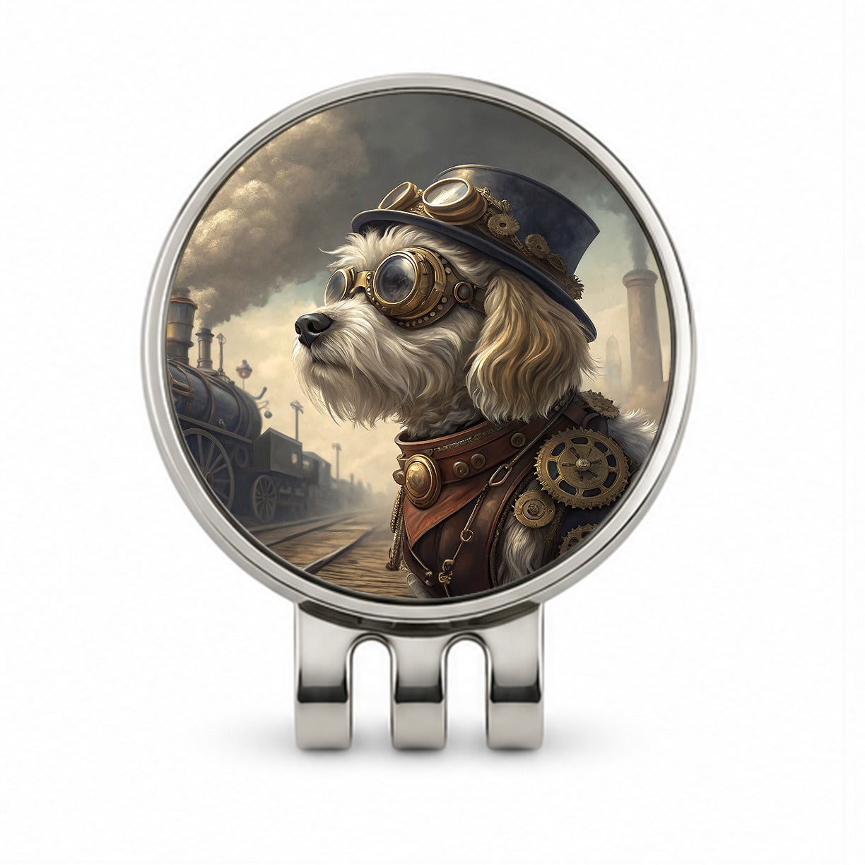 Cavachon Dog Steampunk Golf Hat Clip with Ball Marker