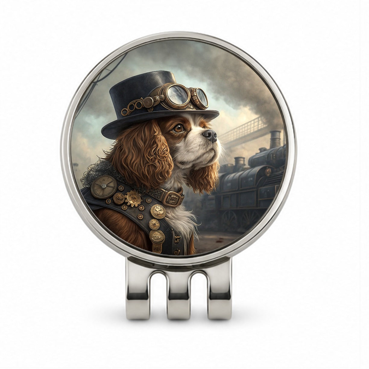 Cavalier King Charles Spaniel Dog Steampunk Golf Hat Clip with Ball Marker