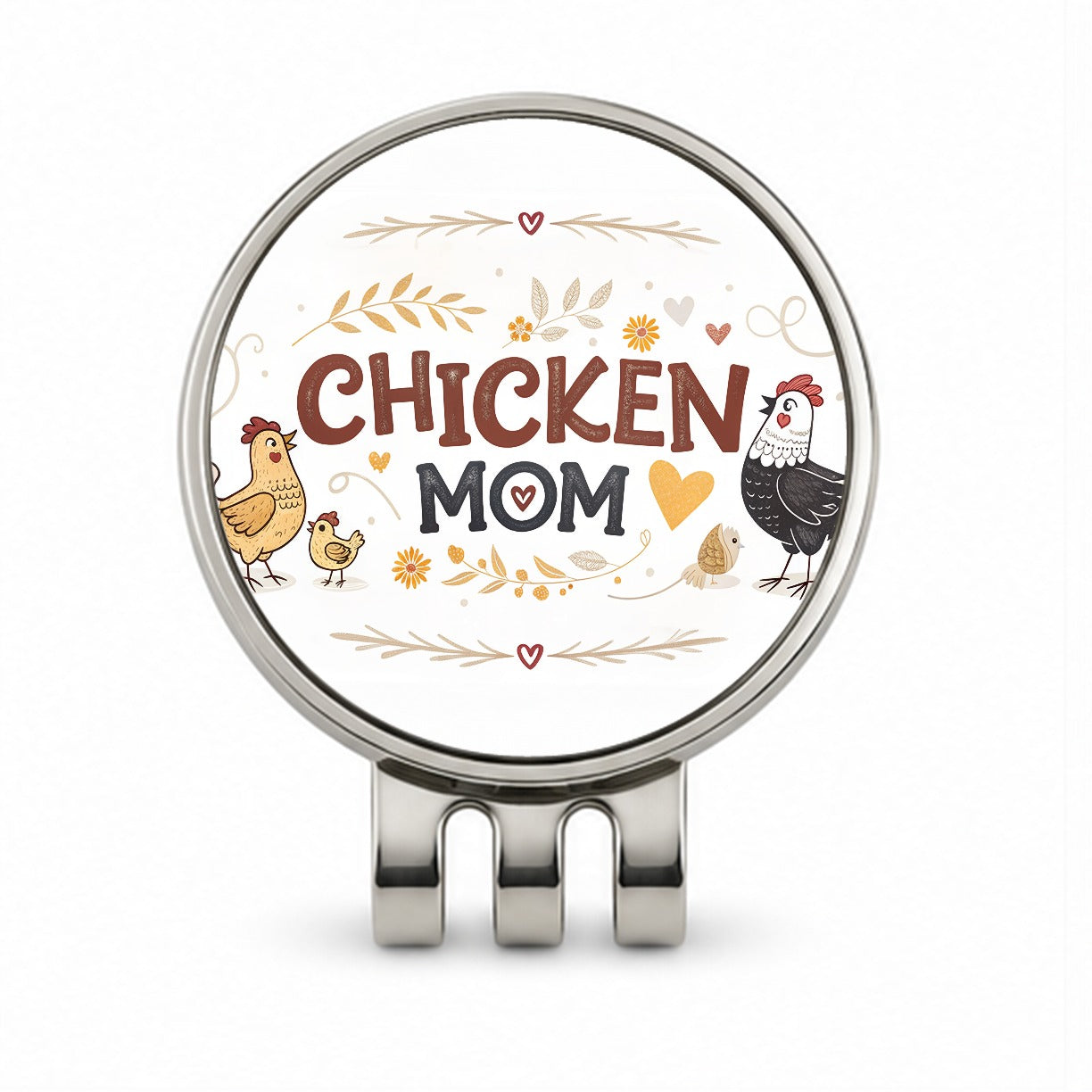 Chicken Mom Cute Funny Golf Hat Clip with Ball Marker