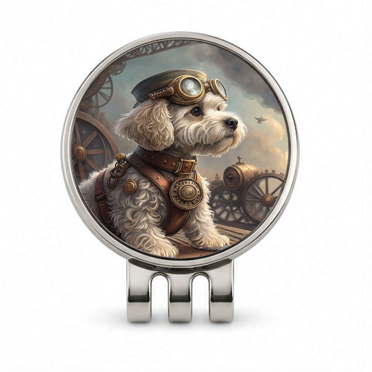 Cockapoo Dog Steampunk Golf Hat Clip with Ball Marker