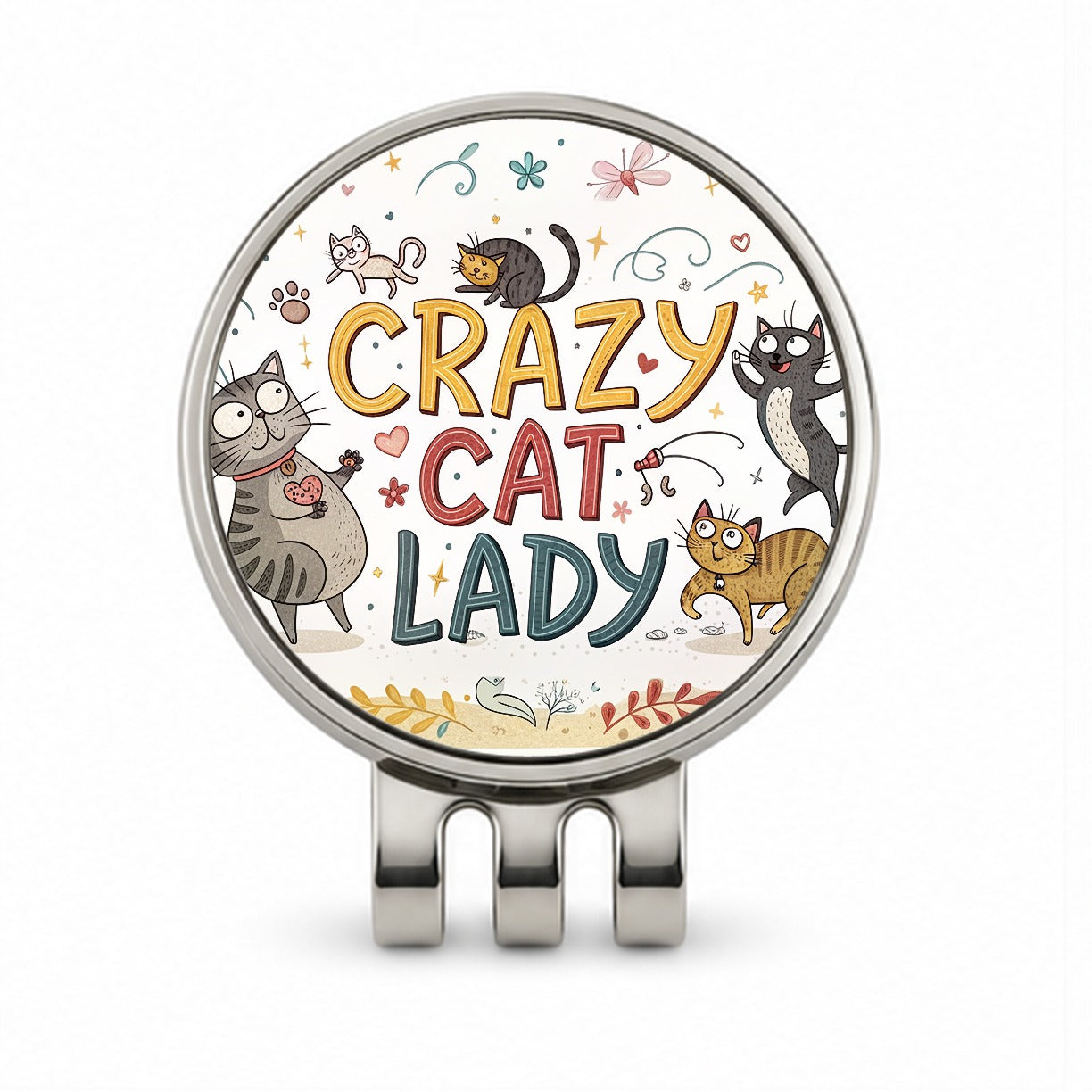 Crazy Cat Lady Funny Humorous Golf Hat Clip with Ball Marker