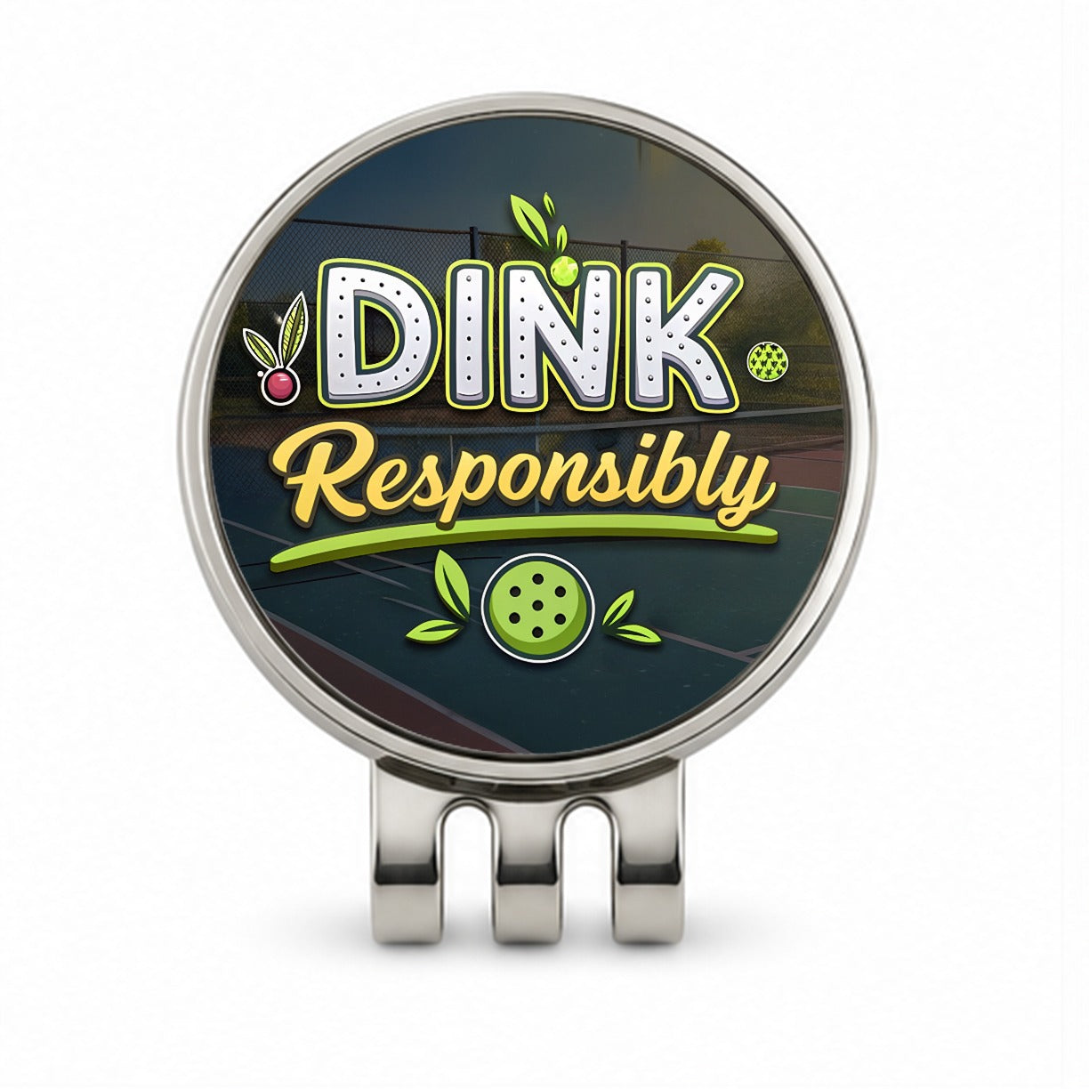 Dink Responsibly Pickleball Funny Saying Golf Hat Clip with Ball Marker