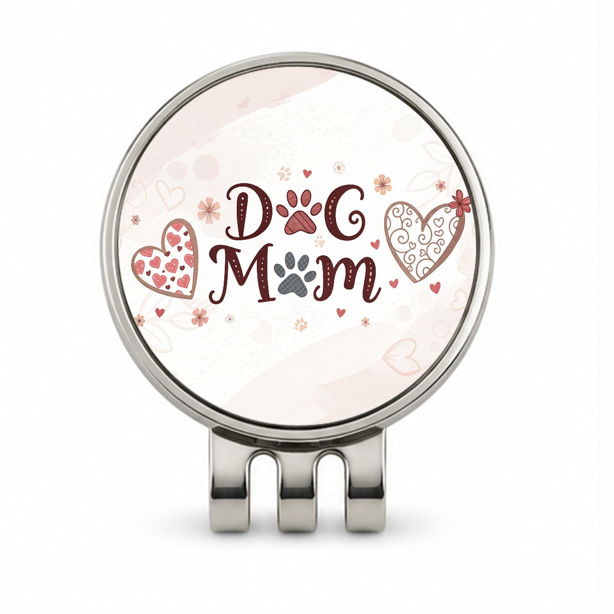 Dog Mom Cute Hearts Golf Hat Clip with Ball Marker