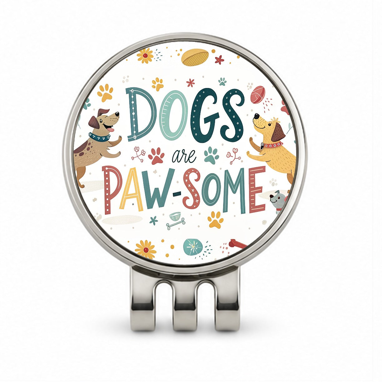 Dogs Are Paw-Some Awesome Funny Golf Hat Clip with Ball Marker