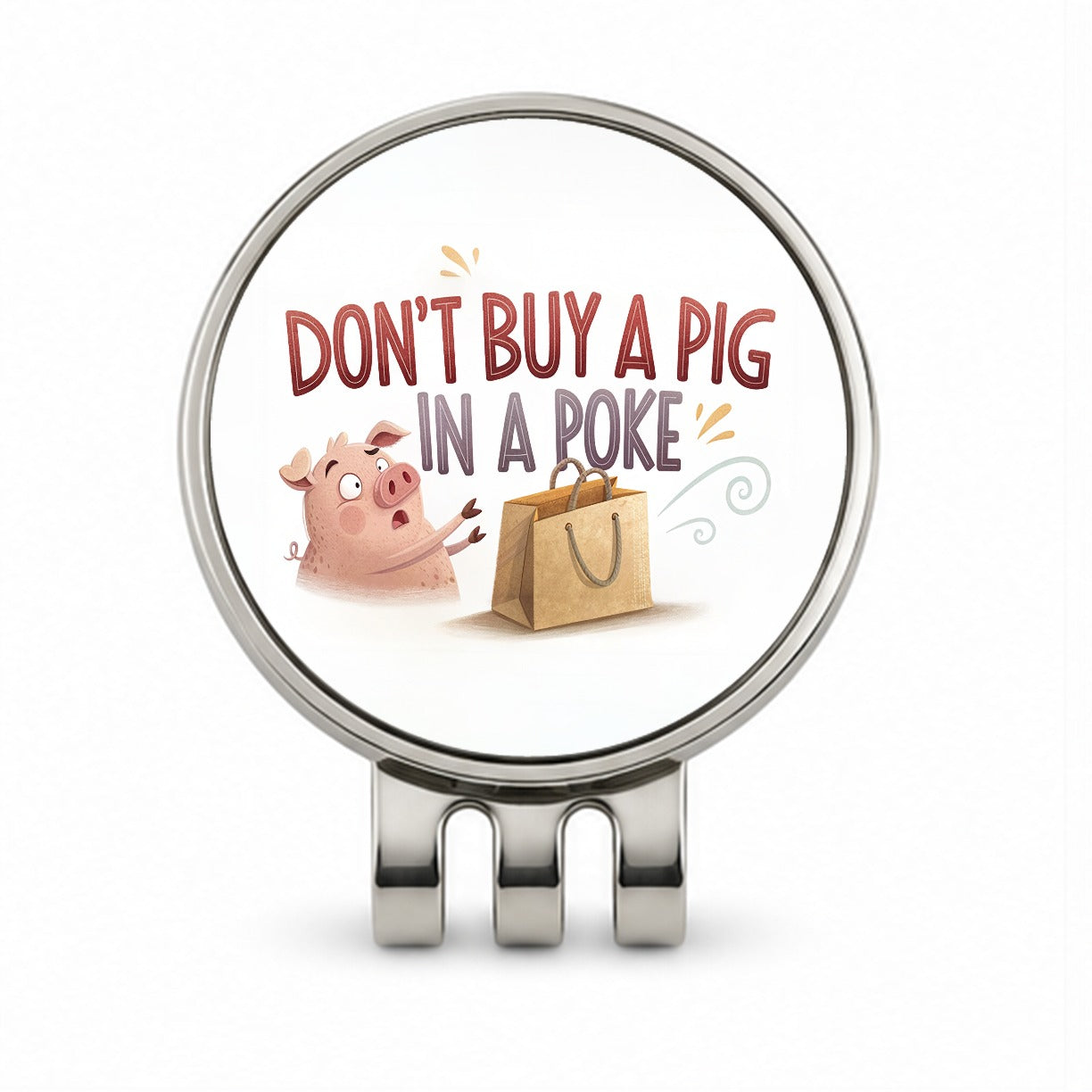 Don't Buy A Pig In A Poke Funny Saying Golf Hat Clip with Ball Marker