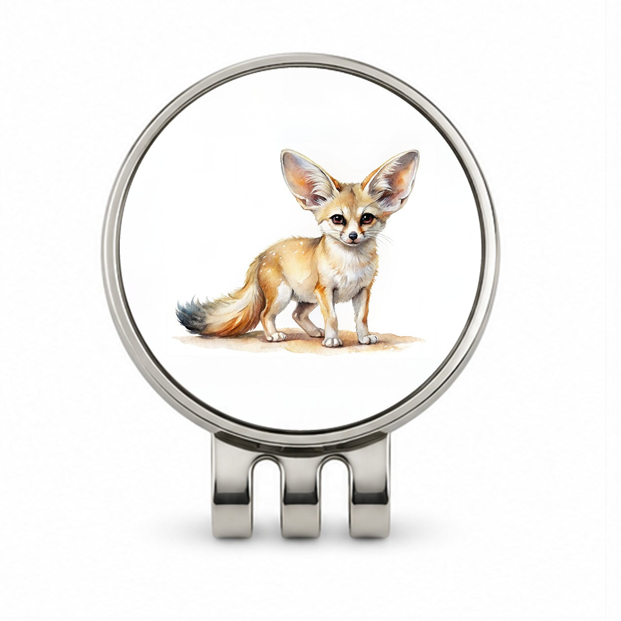 Fennec Fox Watercolor Golf Hat Clip with Ball Marker