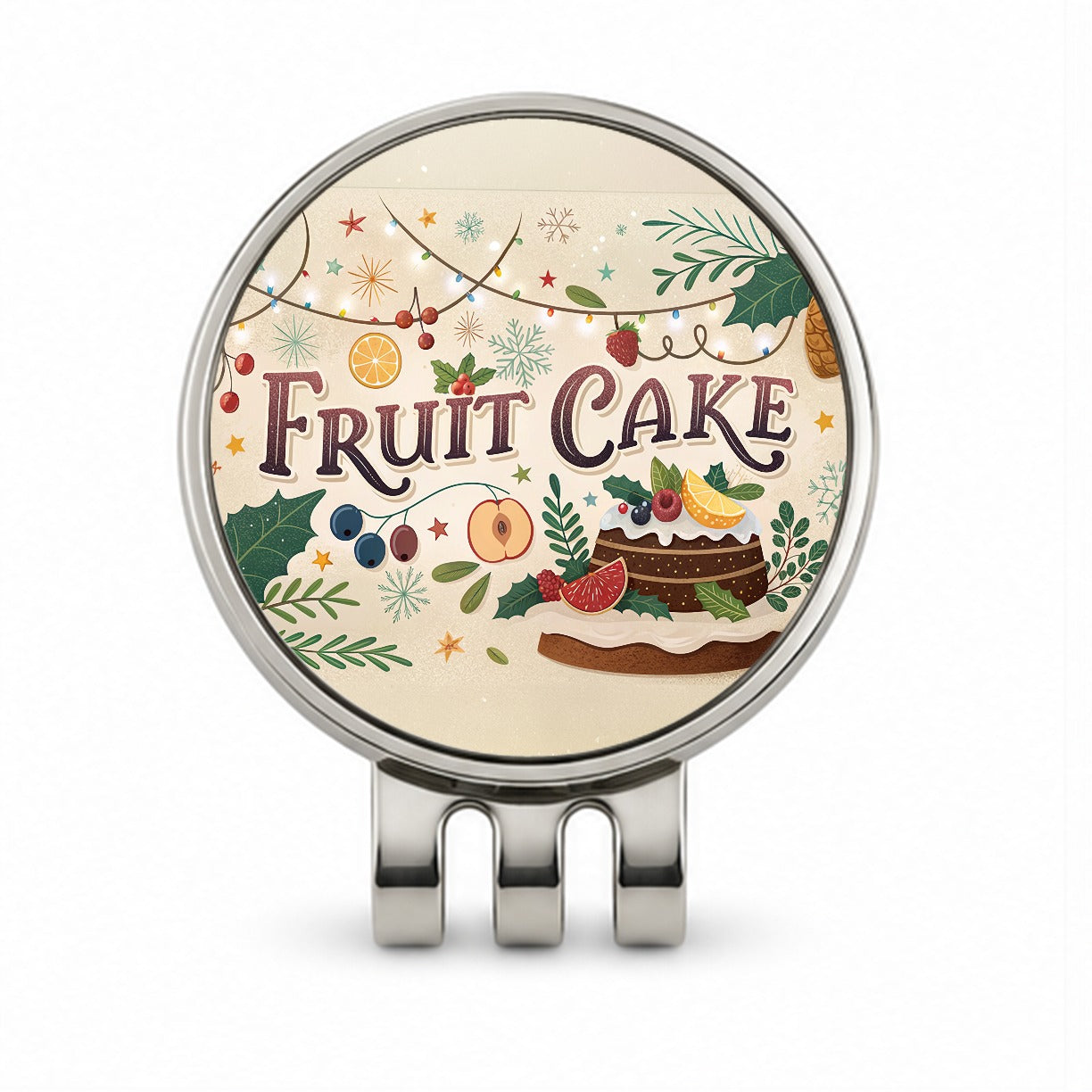 Fruitcake Holiday Fruit Cake Golf Hat Clip with Ball Marker