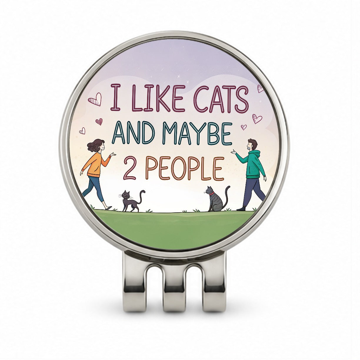 I Like Cats And Maybe 2 People Funny Golf Hat Clip with Ball Marker