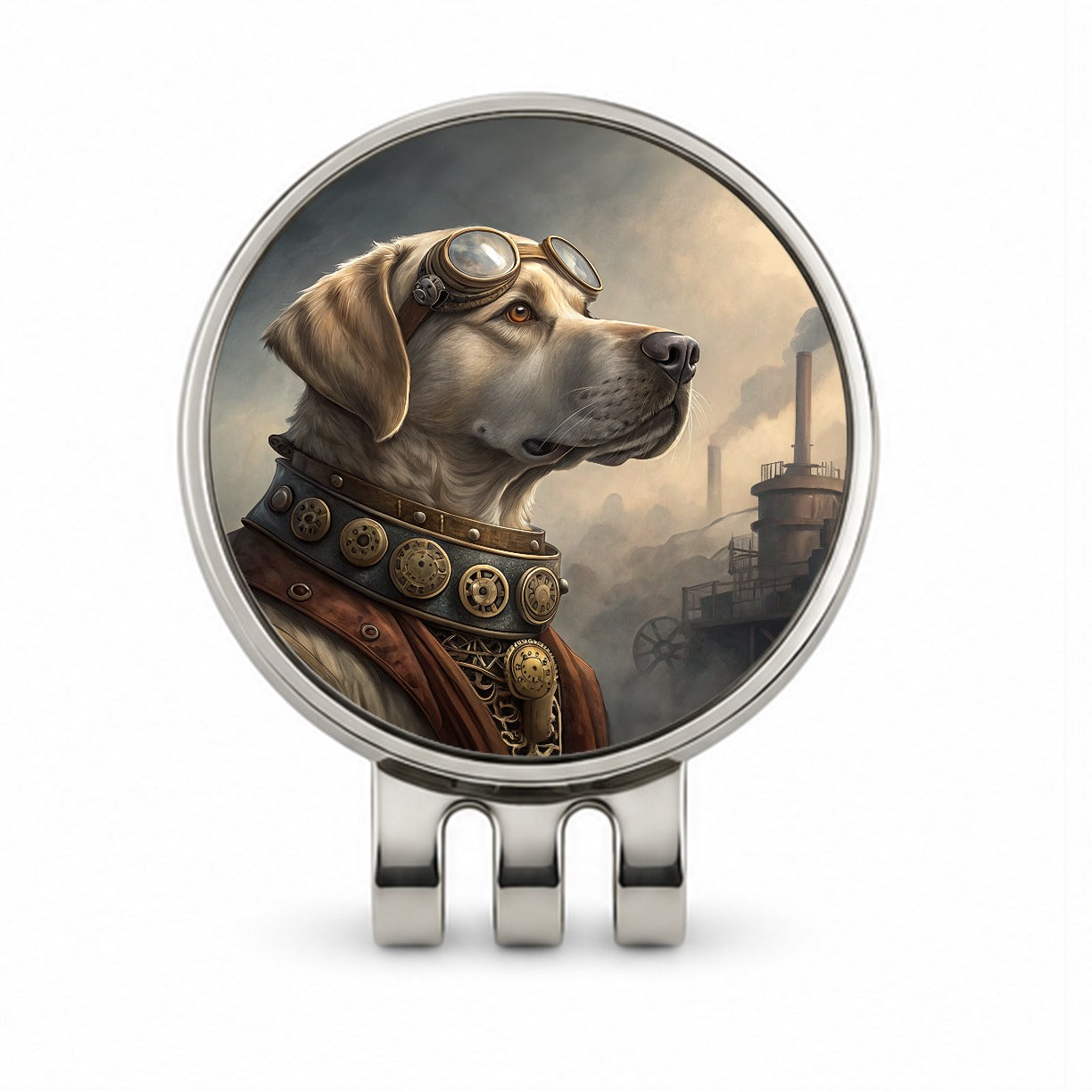 Labrador Retriever Dog Steampunk Golf Hat Clip with Ball Marker