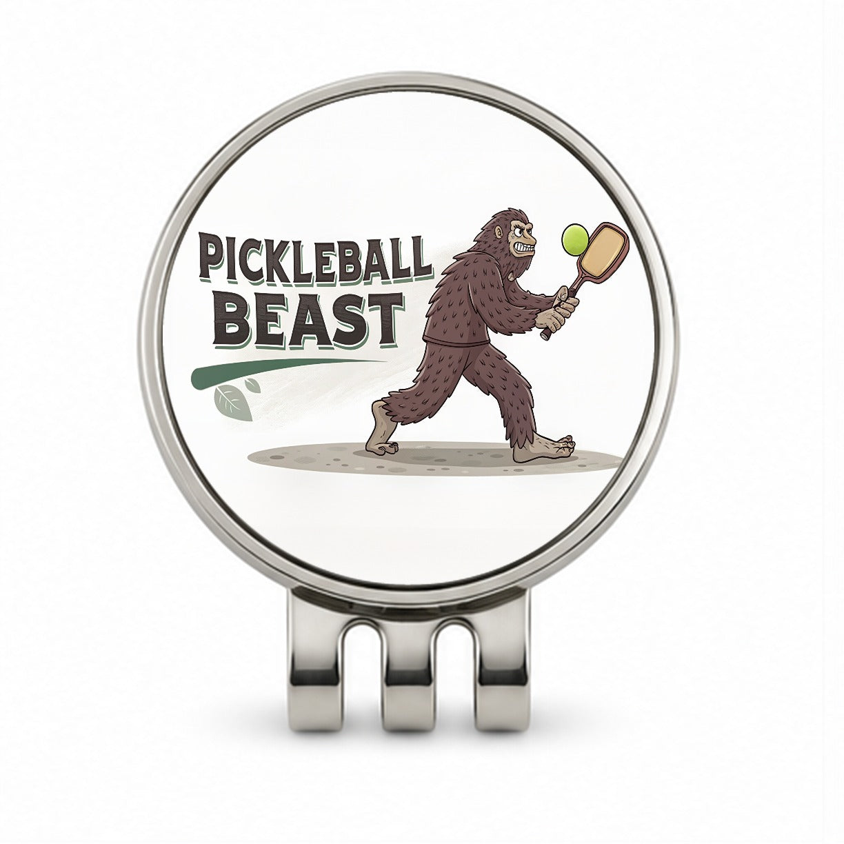 Pickleball Beast Funny Bigfoot Holding Paddle Golf Hat Clip with Ball Marker
