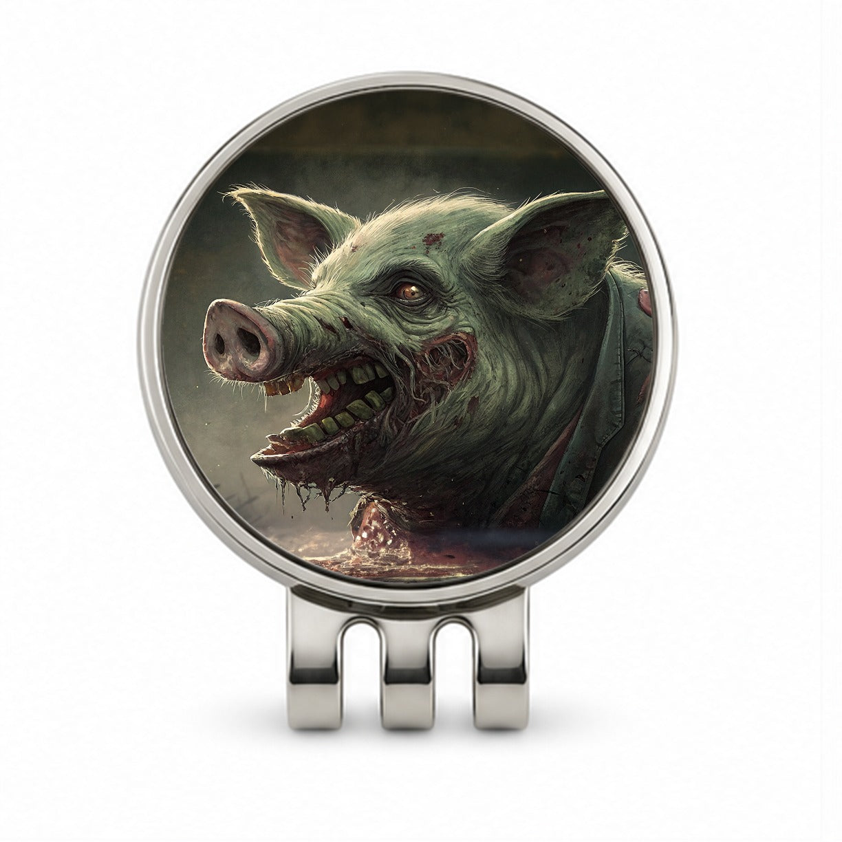 Pig Zombie Creepy Scary Halloween Golf Hat Clip with Ball Marker