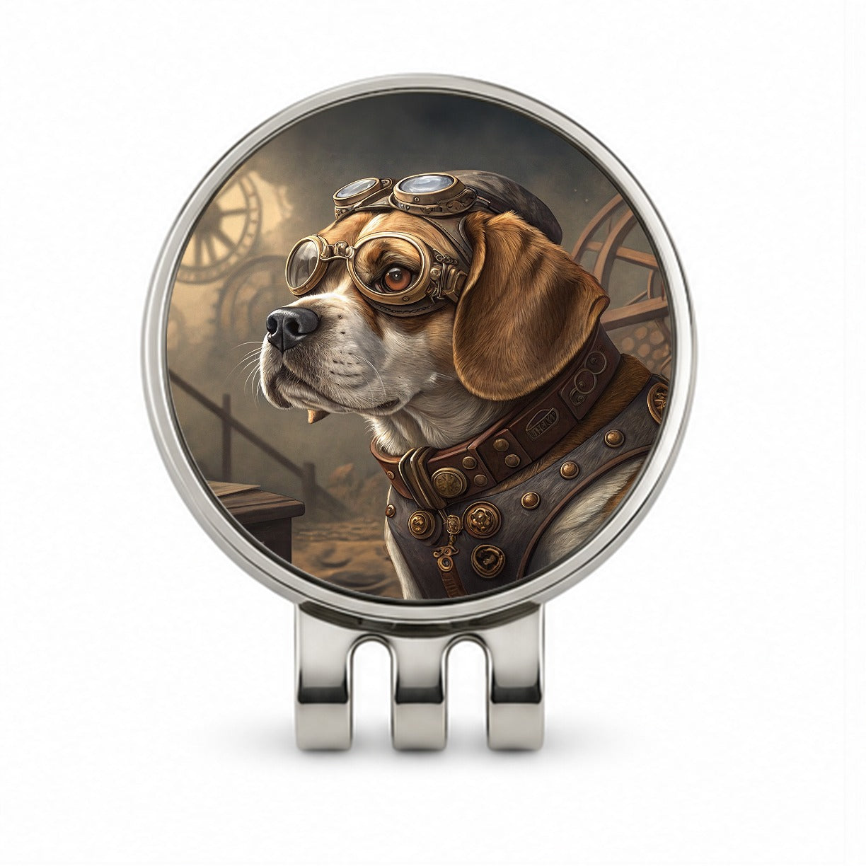 Puggle Dog Steampunk Golf Hat Clip with Ball Marker