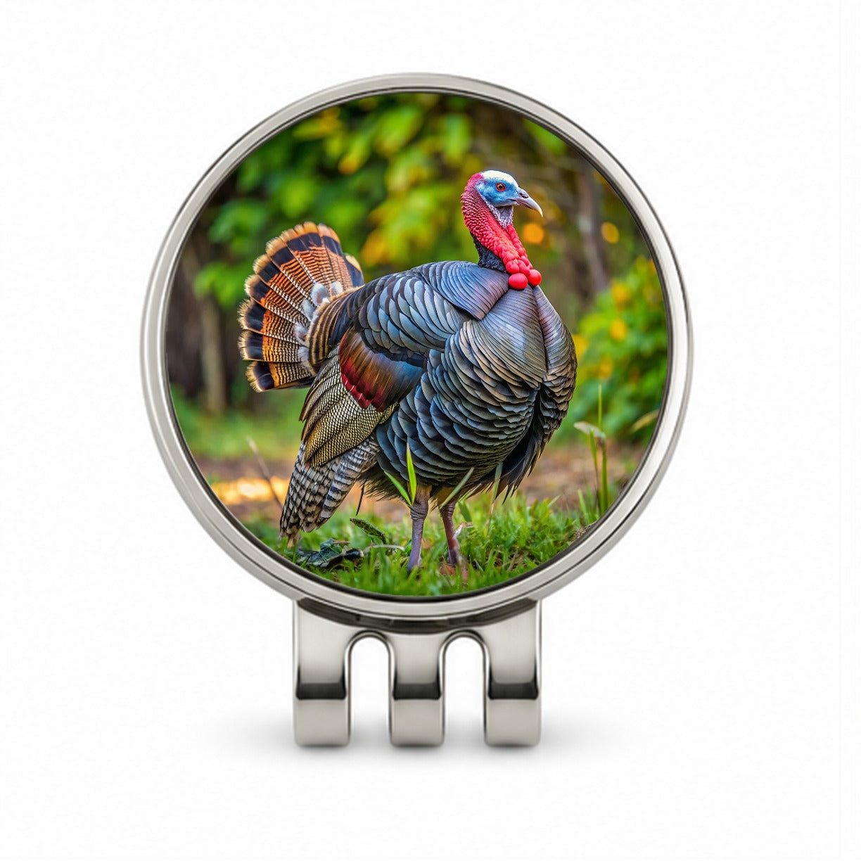 Tom Gobbler Male Turkey Photograph Golf Hat Clip with Ball Marker