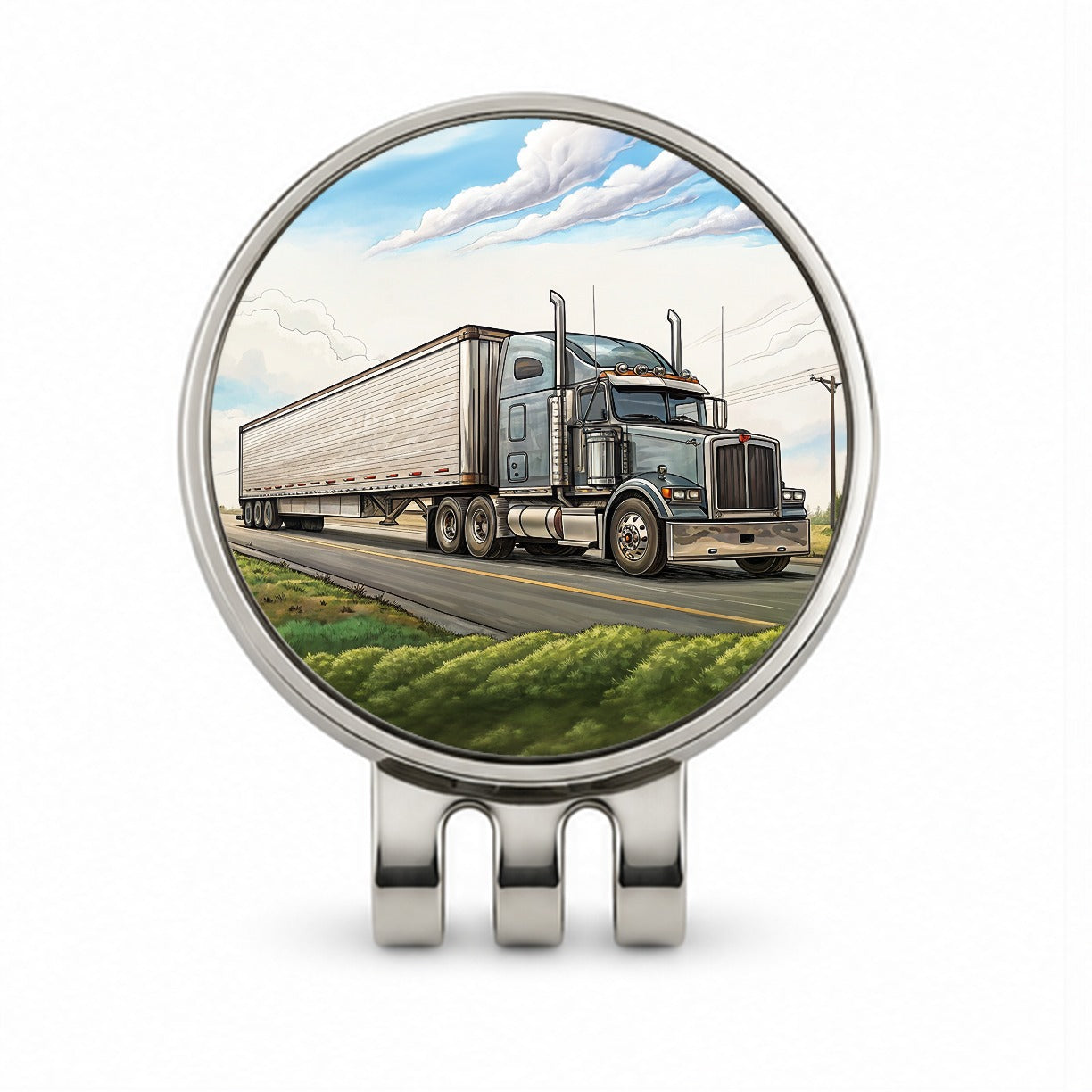 Tractor Trailer Semi Big Rig Truck Golf Hat Clip with Ball Marker