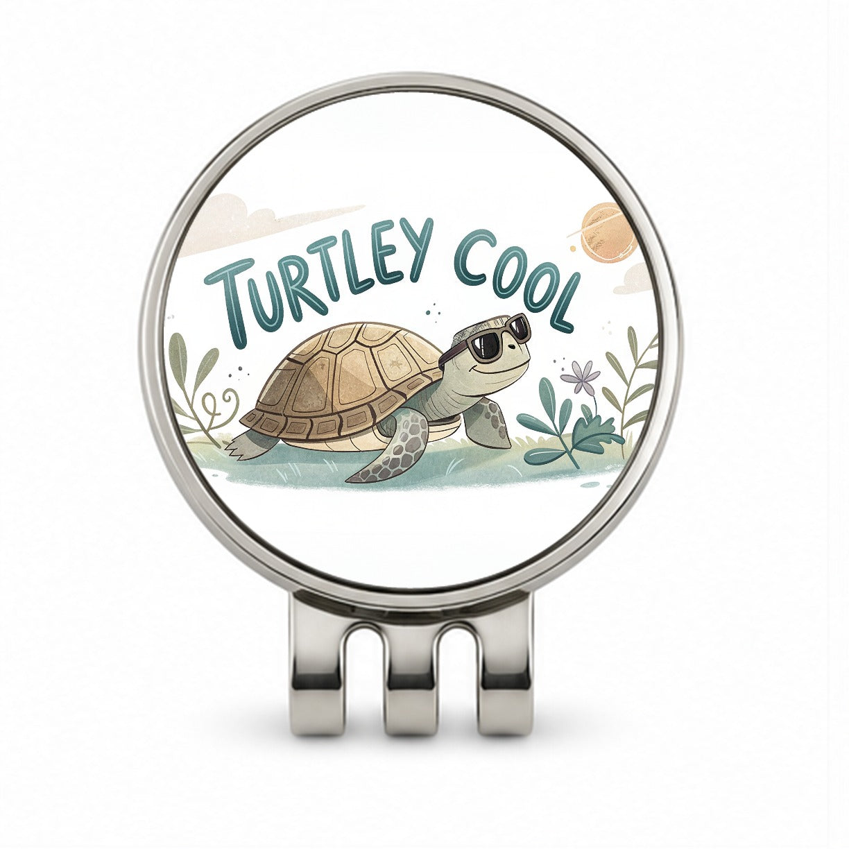 Turtley Cool Turtle Wearing Sunglasses Totally Golf Hat Clip with Ball Marker