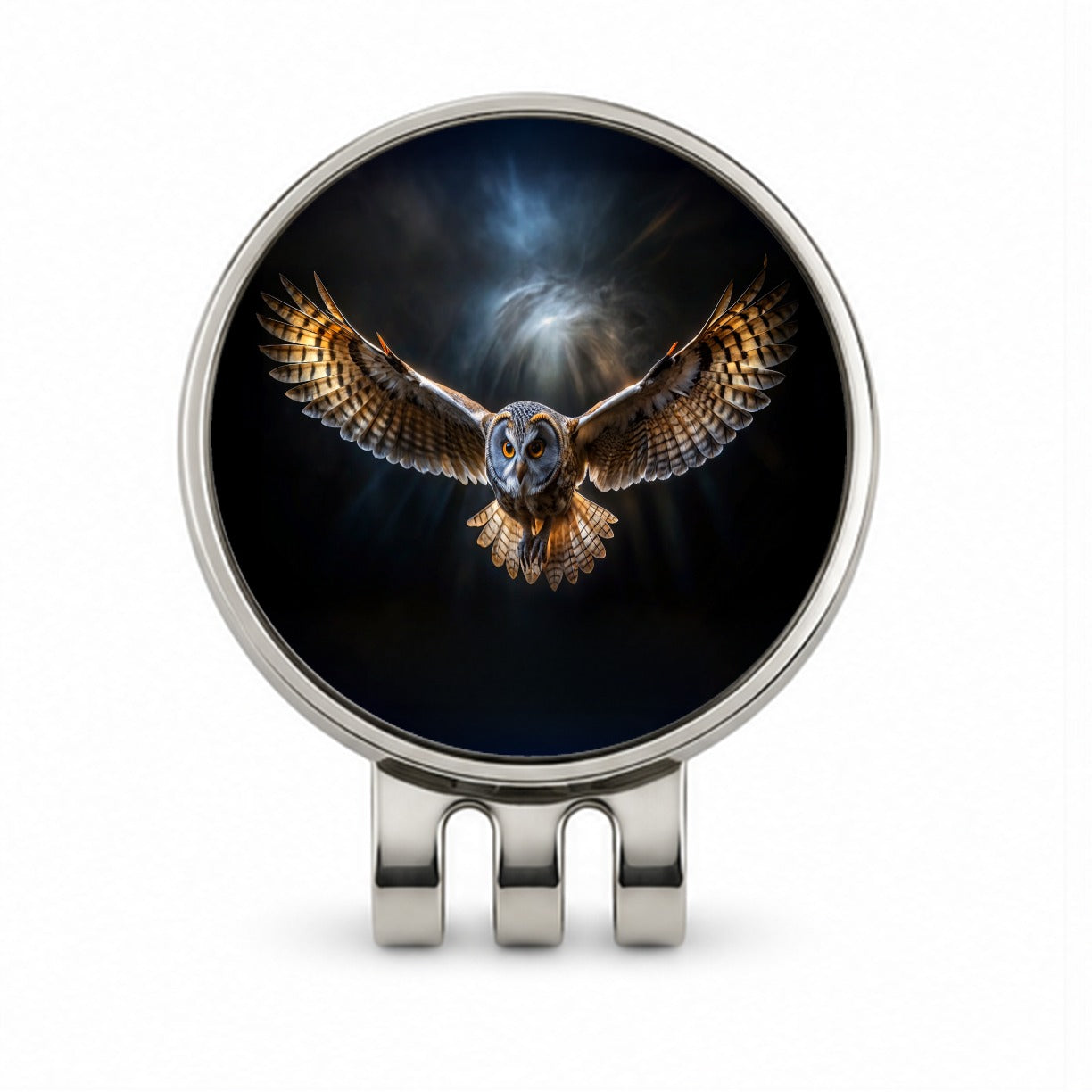 Barn Owl Flying At Night In The Dark Golf Hat Clip with Ball Marker